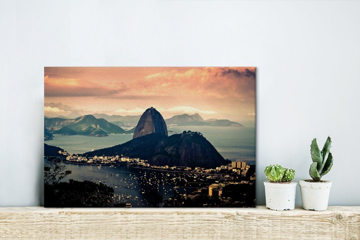Aufhängefertig, Sugarloaf Luftaufnahme Mountain cm des Brasilien., Wanddeko, in Leinwandbild (1 OneMillionCanvasses® St), 30x20 Wandbild Leinwandbilder,