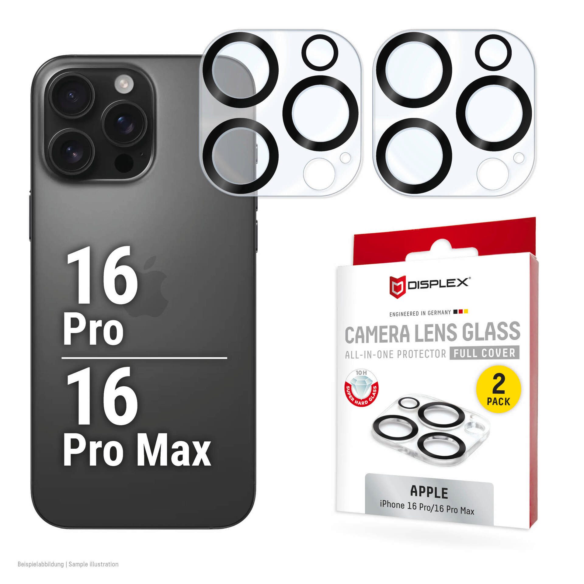 Displex Kameraschutzglas Camera Lens Glass All-In-One Protector Full Cover für Apple iPhone 16 Pro, Apple iPhone 16…