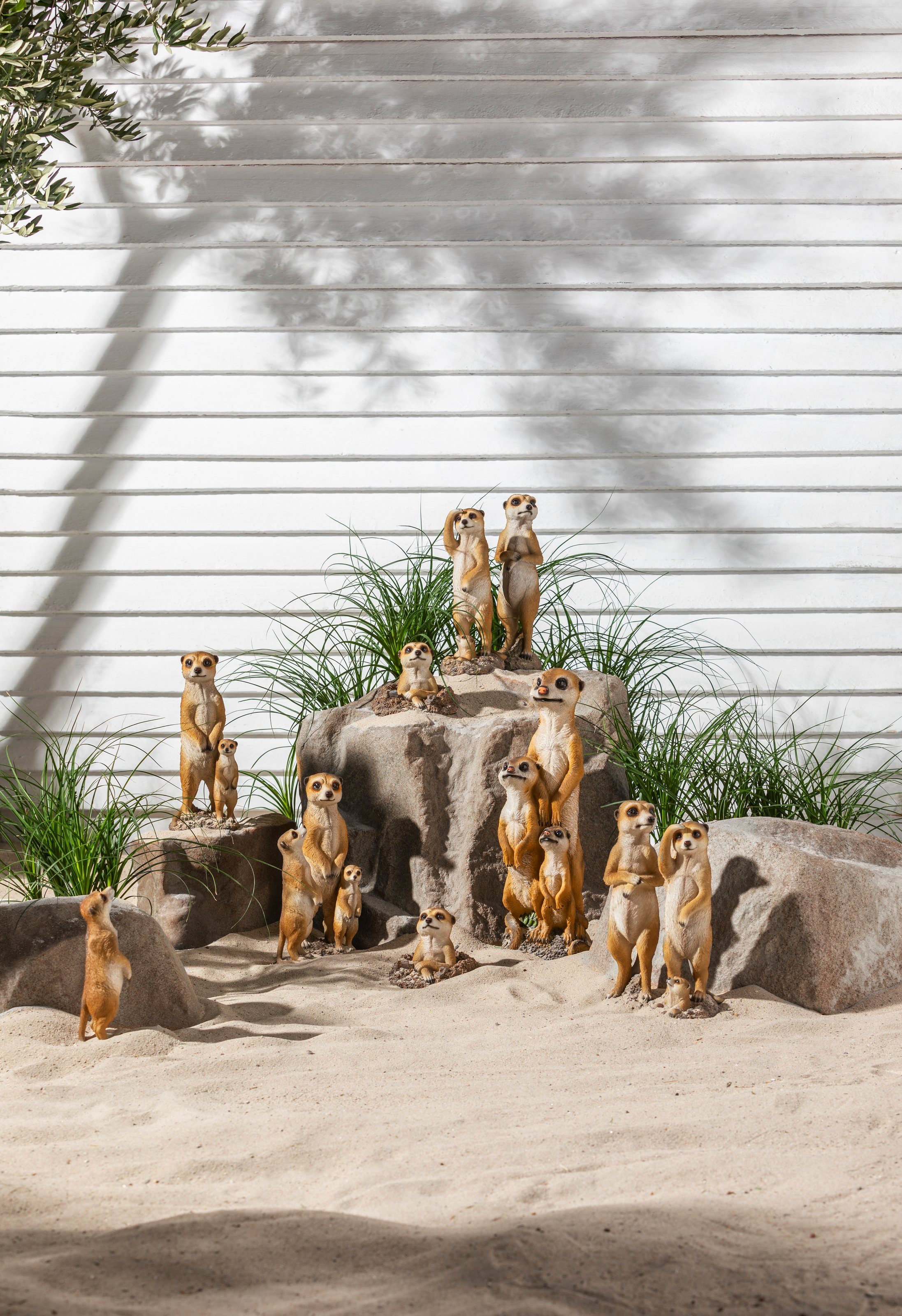 Dehner Gartenfigur Erdmännchen Duo, 11 x 30 x 11 cm, Polyresin