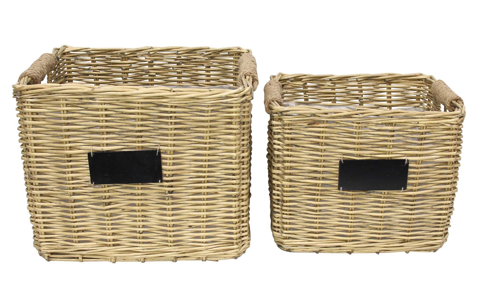 Blumentopf "Soft Grey" aus Weide, grau, groß, Pflanzkorb, Pflanzkübel, Flechtkorb