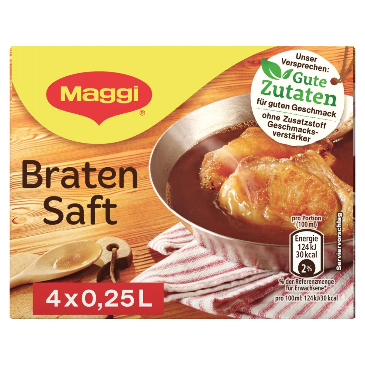 MAGGI Saucen, Maggi Bratensaft zum Abrunden oder zu Fleisch 72g 4er für 4x 250ml