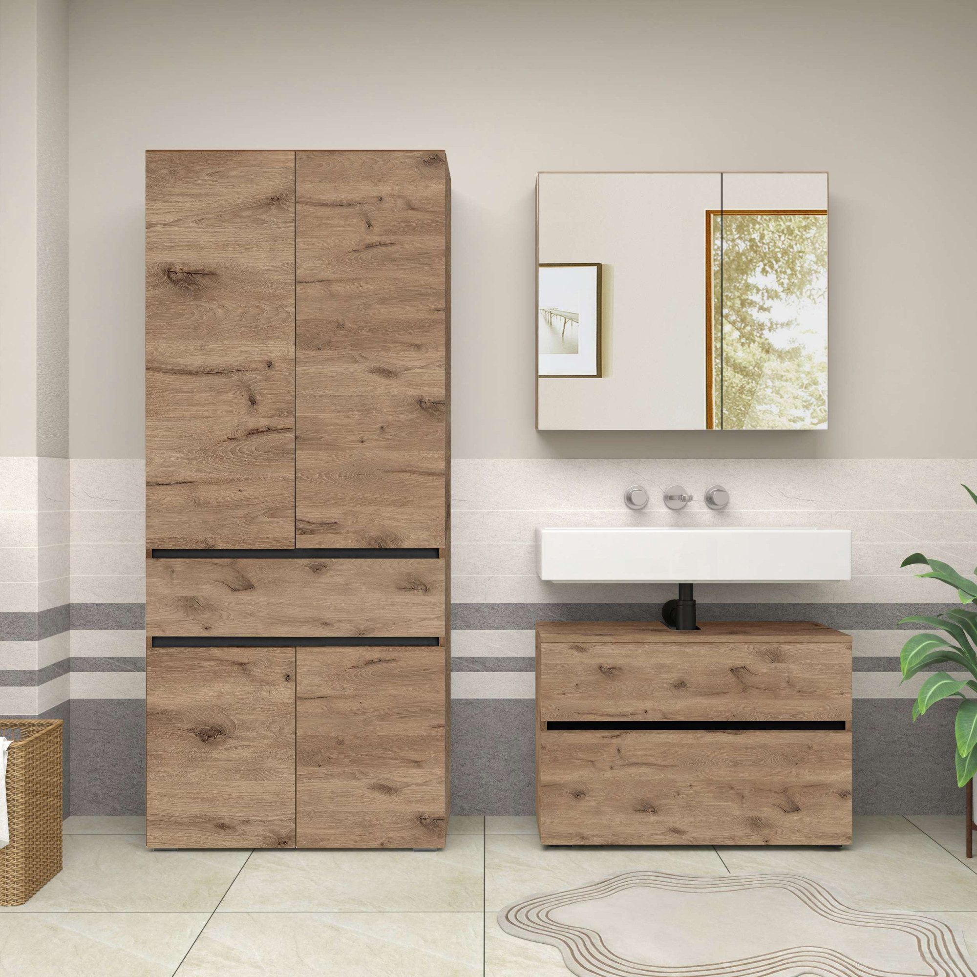 Home affaire Hochschrank "Wisla", mit 4 Türen & 1 Schublade, Breite 76 cm, günstig online kaufen