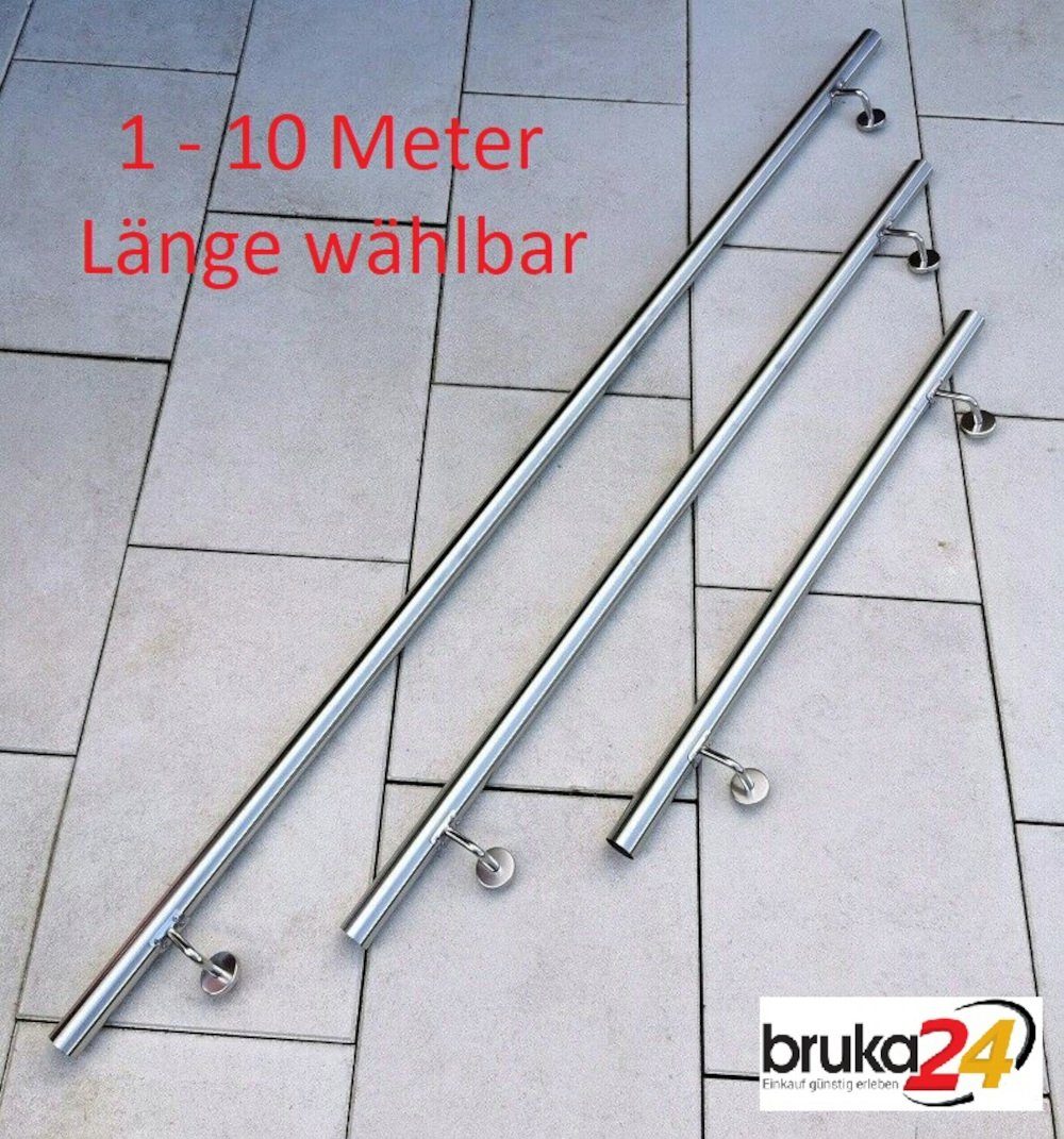 BruKa Handlauf Handlauf FLEXI V2A Edelstahl Wandhandlauf Geländer Treppe Stange Griff Brüstung 1 - 10 Meter länge wählbar, 100 cm Gesamtlänge