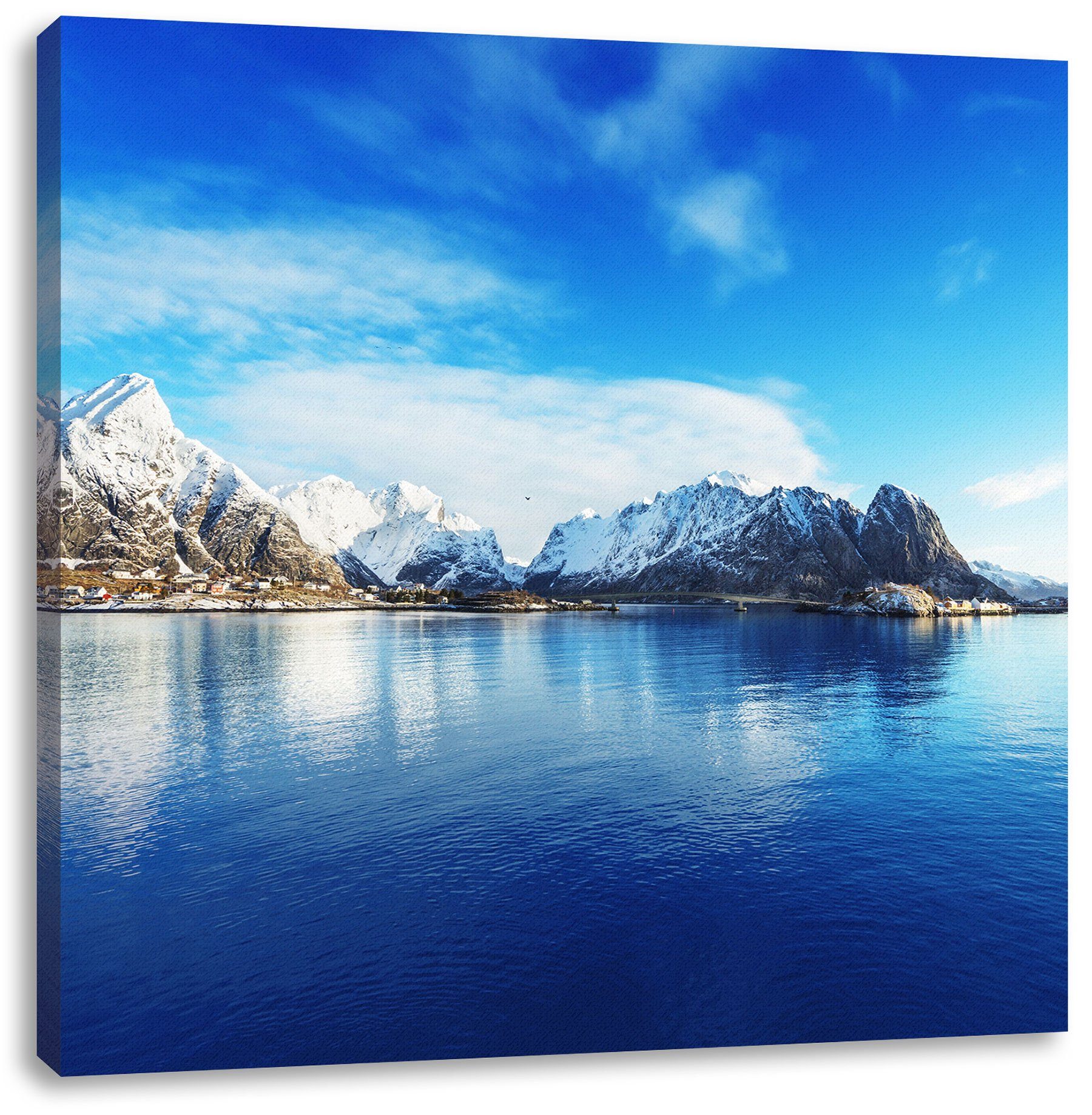 Mit schlichtem Design Pixxprint Leinwandbild Zackenaufhänger in in fertig bespannt, Norwegen Lofoten Norwegen, inkl. Lofoten St), (1 Leinwandbild