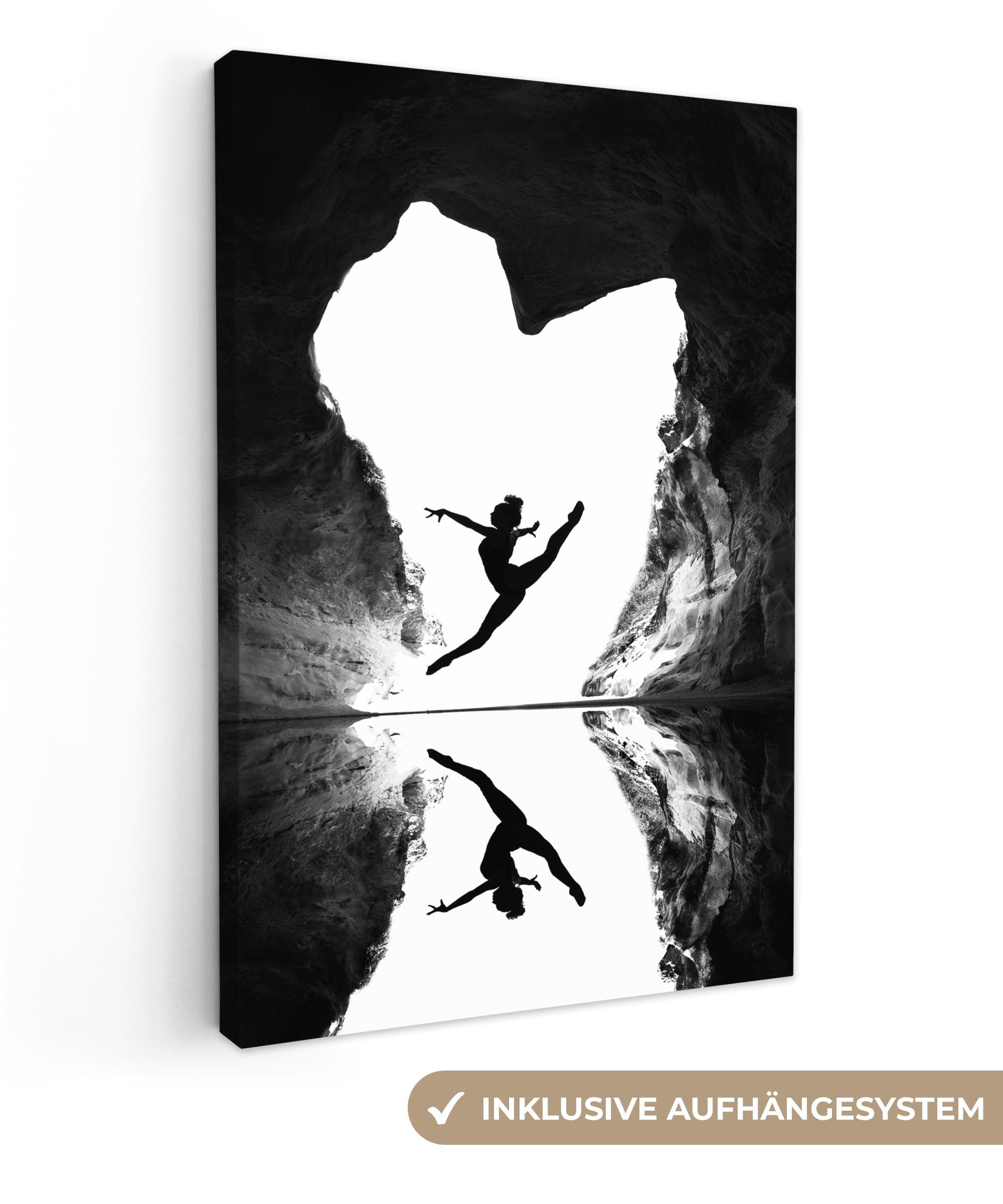 OneMillionCanvasses® Leinwandbild Ballett - Herz - Höhle - Schwarz - Weiß, Fotodruck (1 St), Leinwand Canvas Wandbild, Wanddekoration 20x30 cm