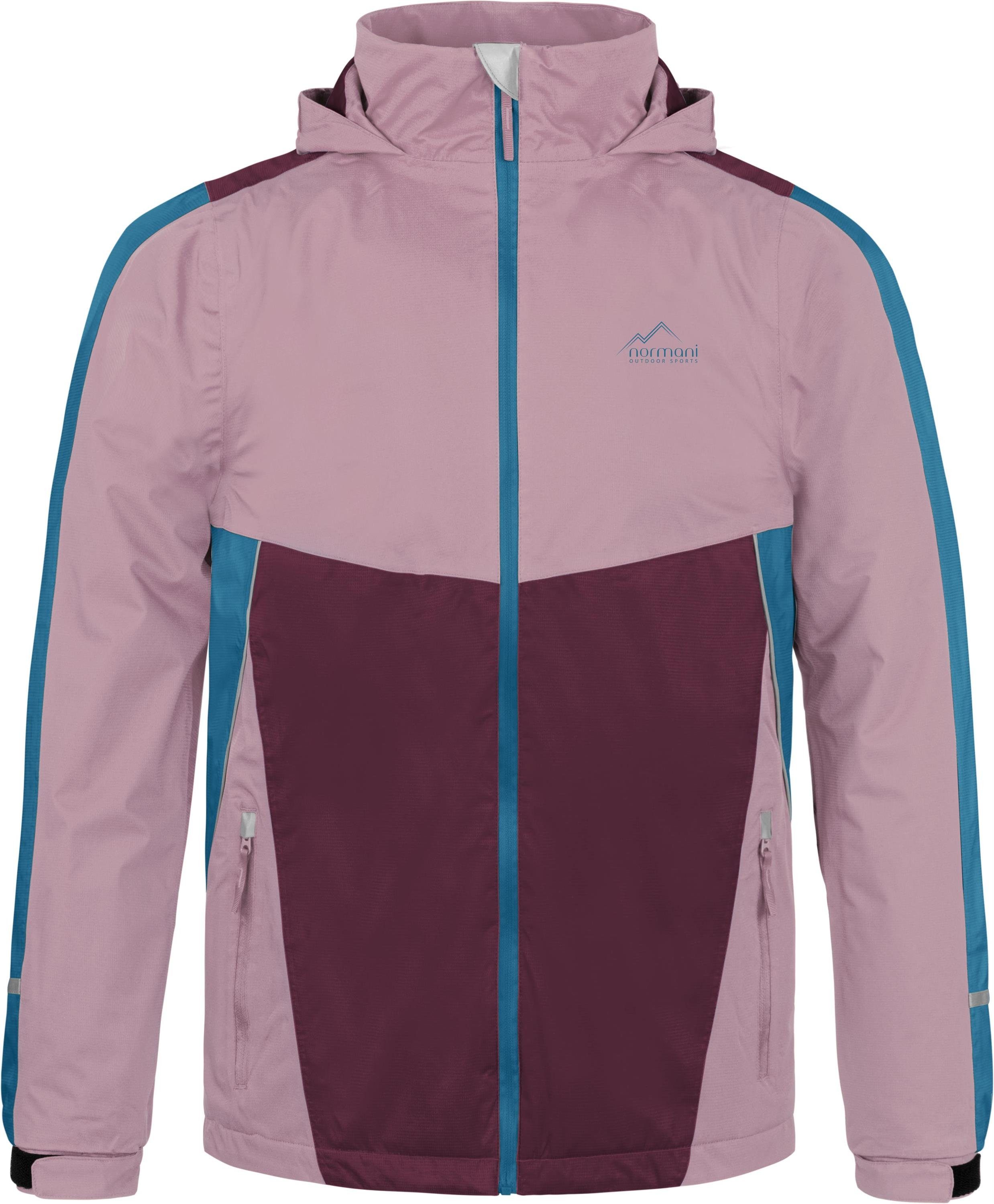 normani Regenjacke Kinder Regenjacke mit Fleecefutter Wasilla Wasserdichte Outdoor Übergangsjacke mit 3M Reflektoren - Wassersäule: 6000mm Rosa