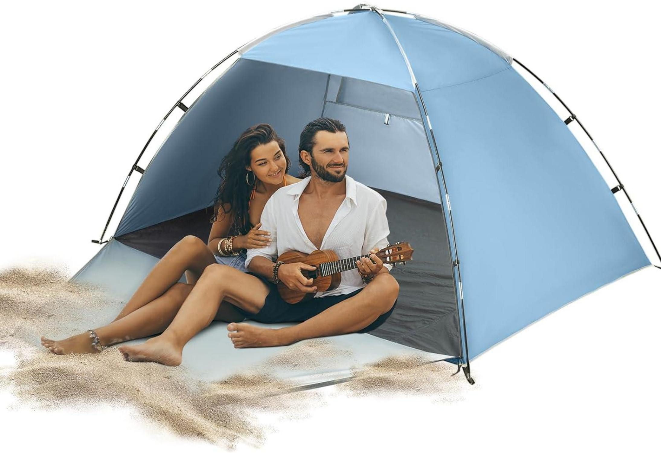 Strandmuschel Strandmuschel Tragbares Strandzelt Sonnenschutz 3-4 Personen Uv-Schutz