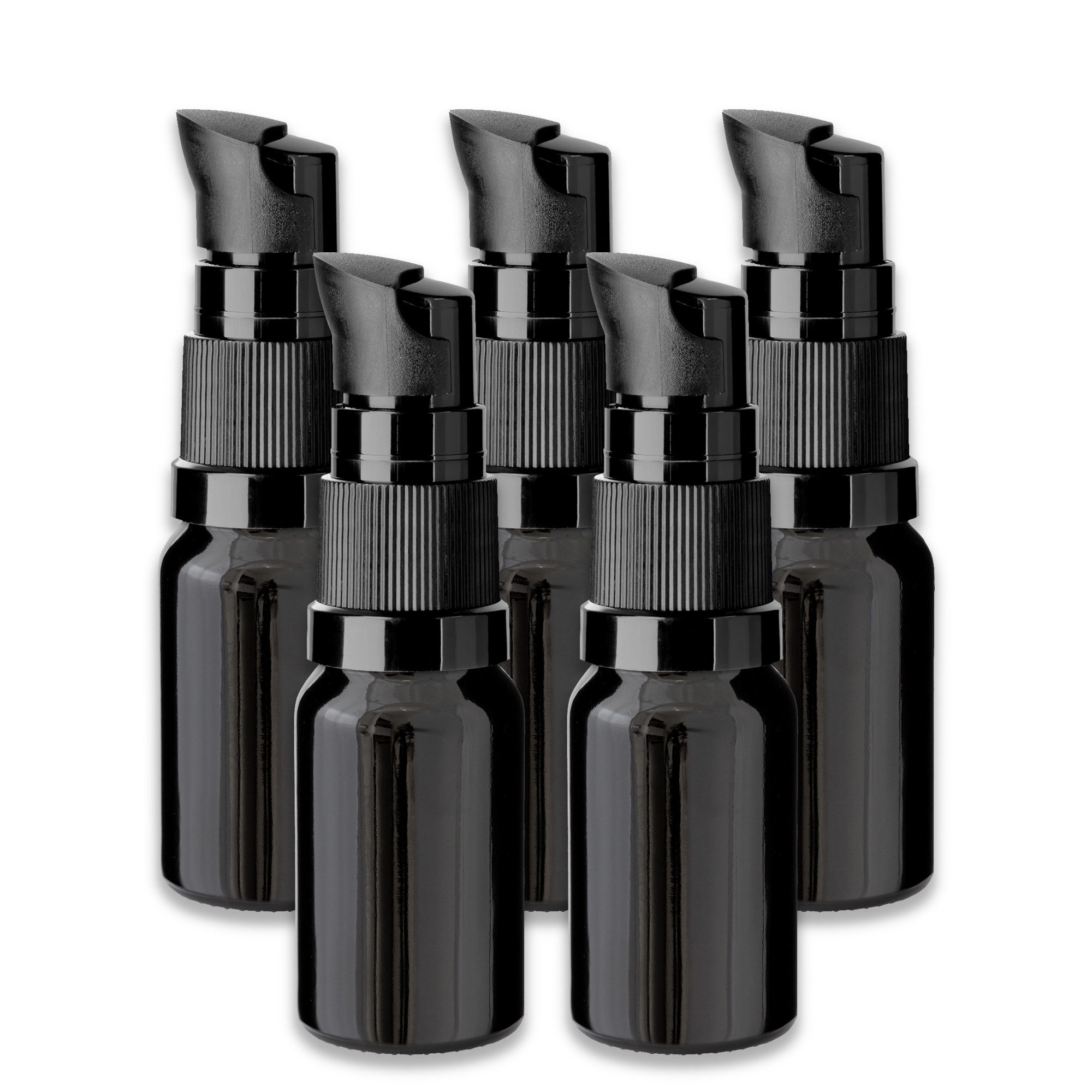 Leerglas 5x Schwarze Glasflasche 10 ml mit Pumpe Dispenserpumpe leer 18/415