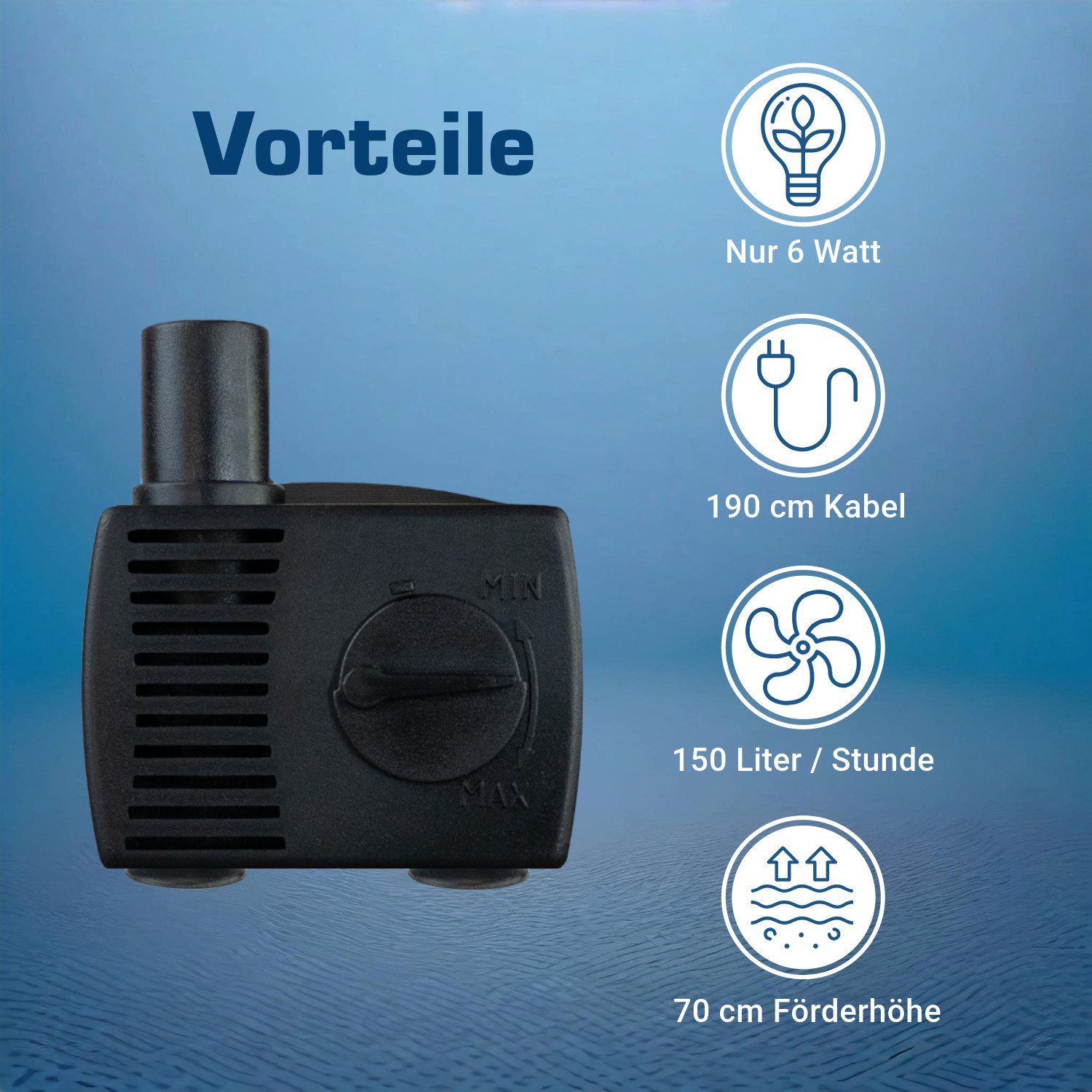 INTERGARDEN Aquariumfilter Zimmerbrunnenpumpe, Wasserpumpe, 150l/h, 6W günstig online kaufen