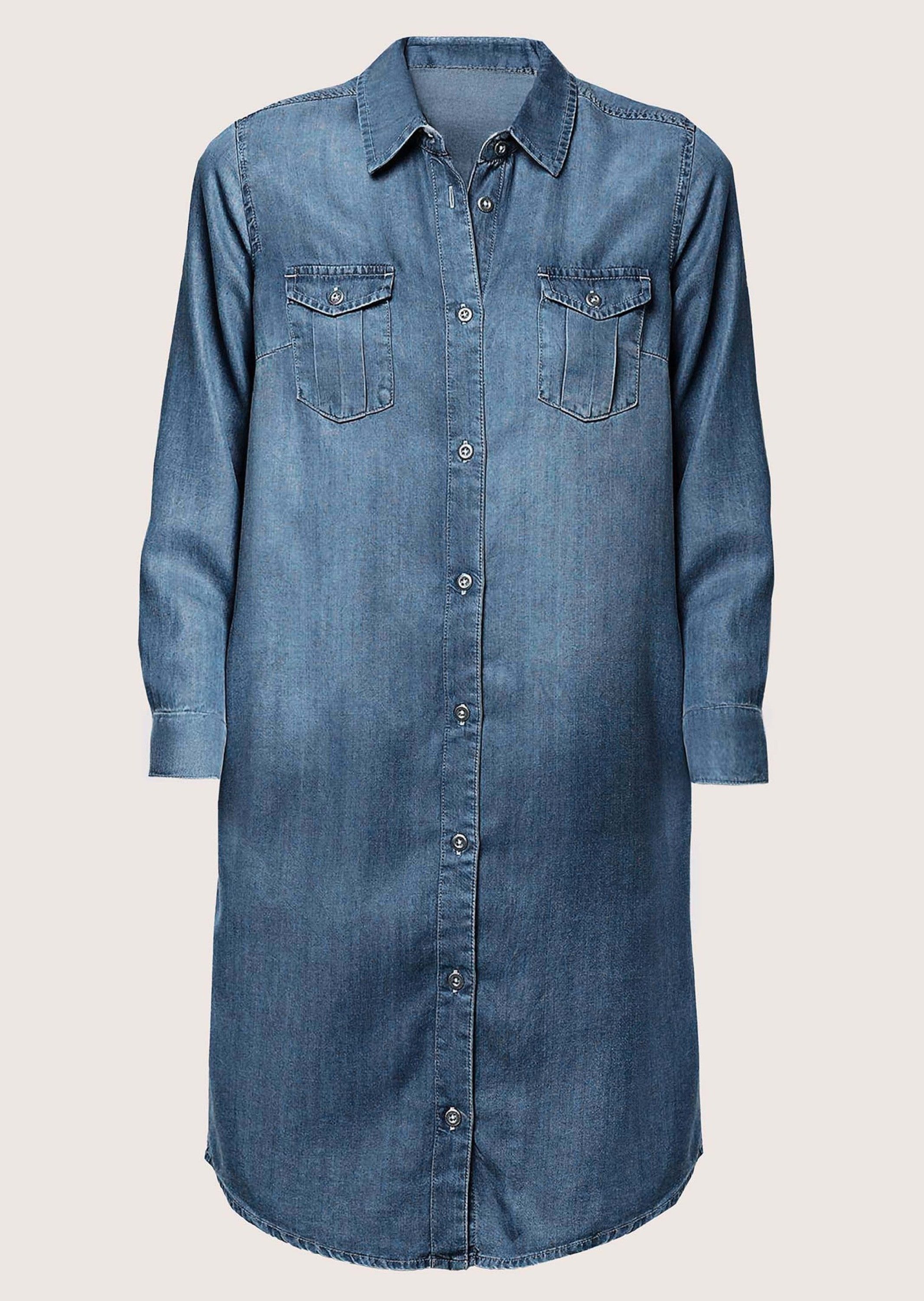 Midikleid Figurumspielendes Denim-Kleid