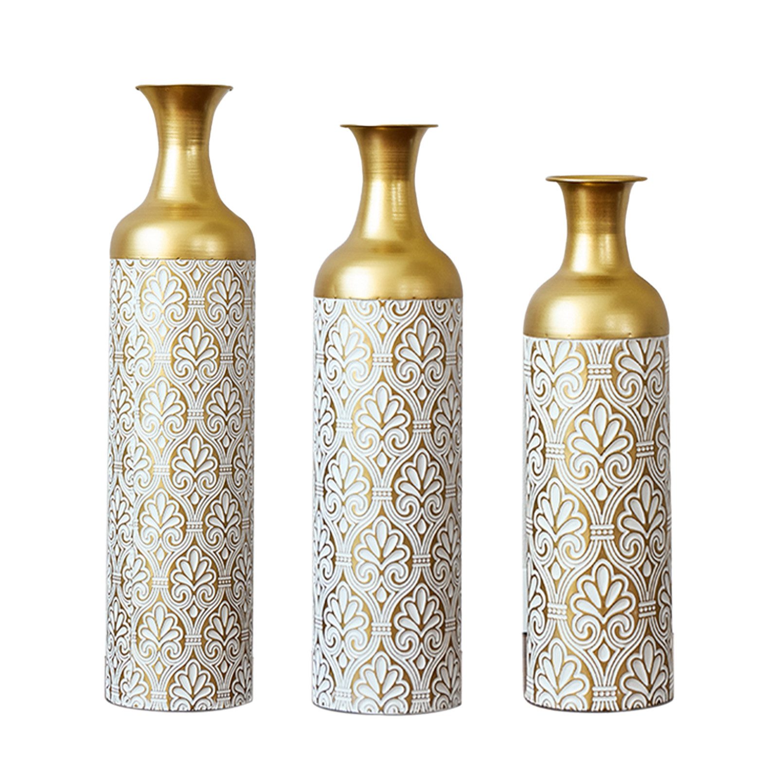 KLAM HOME Bodenvase Große Bodenvase 3er Set aus Metall, (50/65/83 cm), Mid-Century Modern (Dekovase Boden bis zur Decke reichende Vase, hohe dekorative Vase), V – Bild 2 von 5