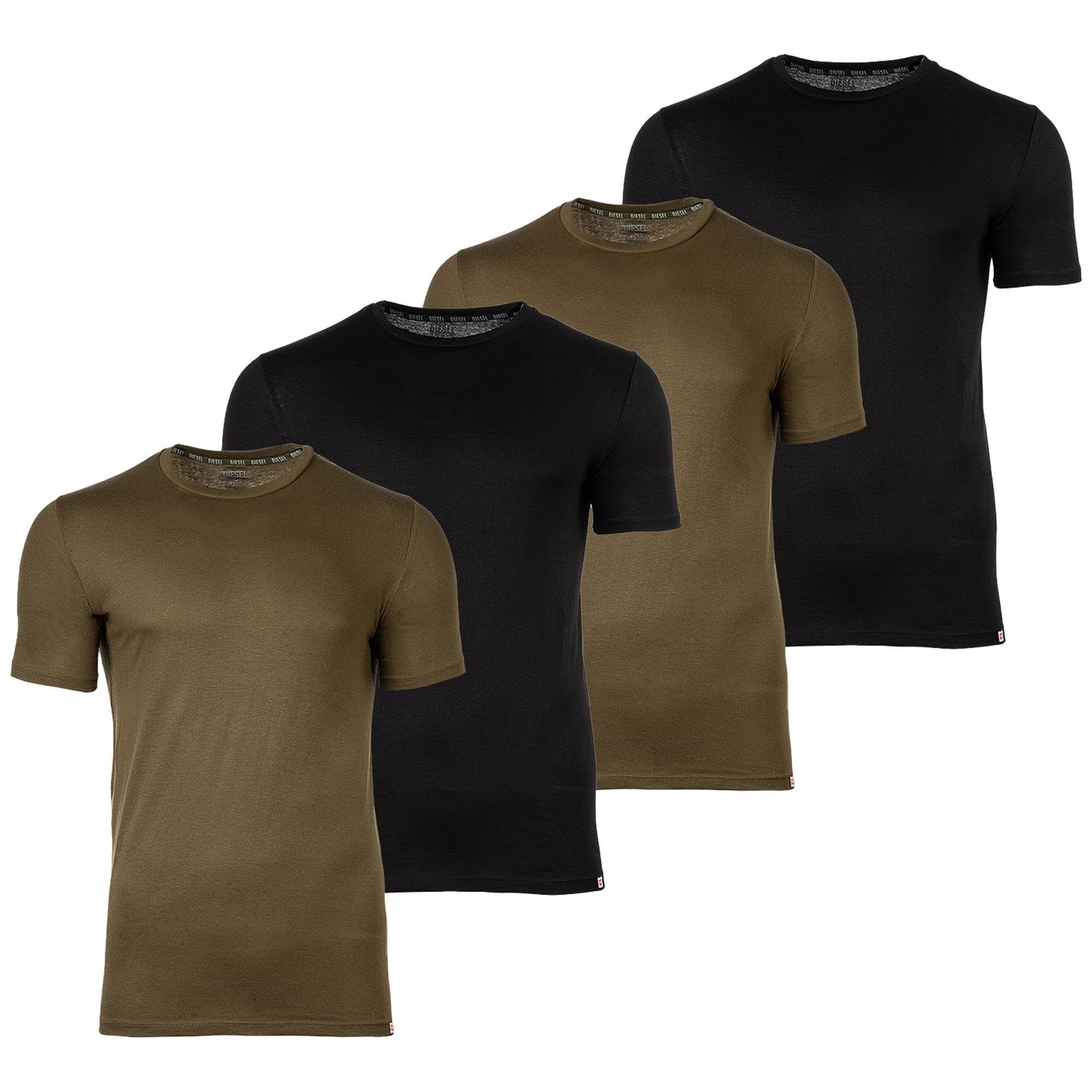 Diesel T-Shirt Herren T-Shirt 4er Pack - UMTEE-RANDAL-TUBE Schwarz/Khaki
