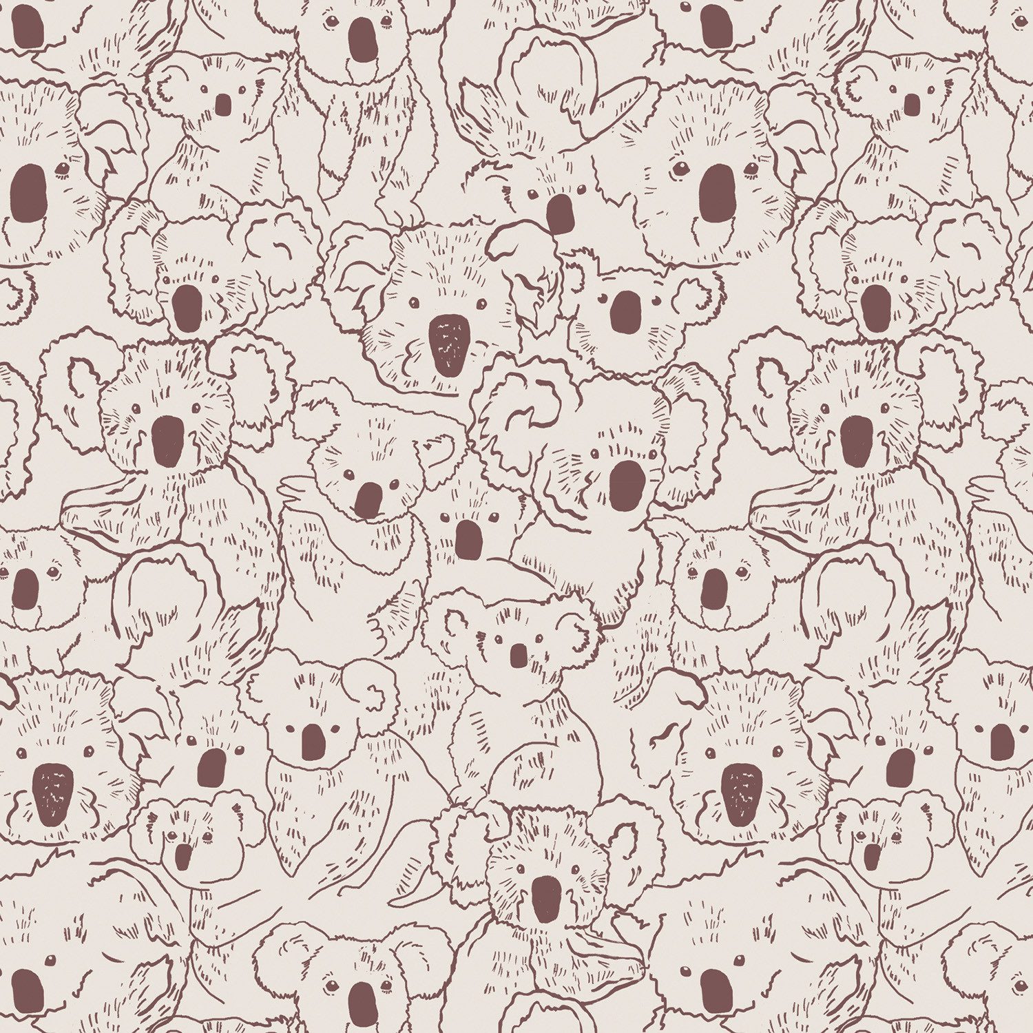 Rasch Fototapete Koala in Hellbraun, Roomblush - RB308 - 2,85m x 2,00m, glatt, Comic, grafisch, gemustert, einfarbig, (1 St), Koala