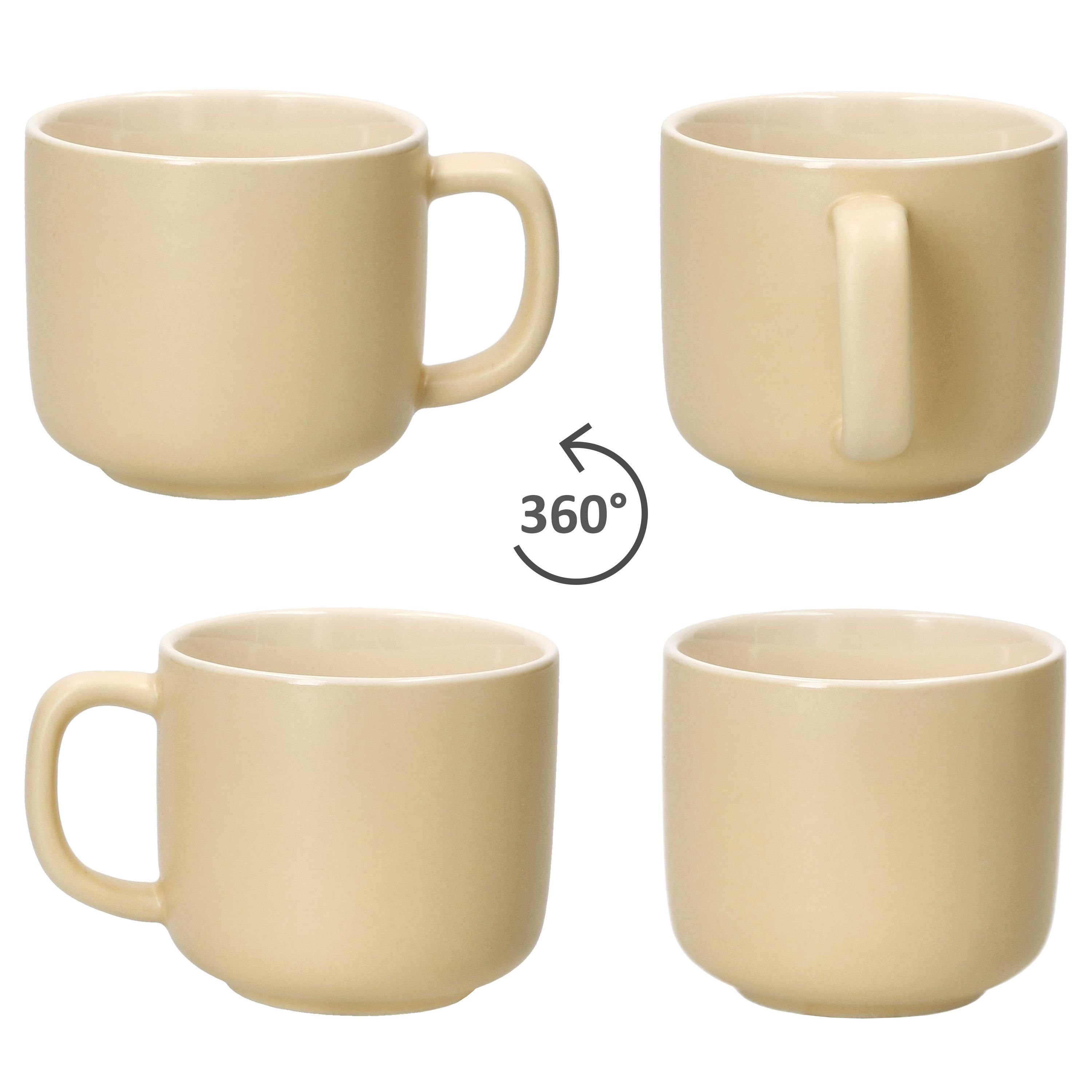 mit Breker Jasper 6er Steingut Ritzenhoff Tasse Set Kaffeetassen Vanille, Ritzenhoff & Untertassen