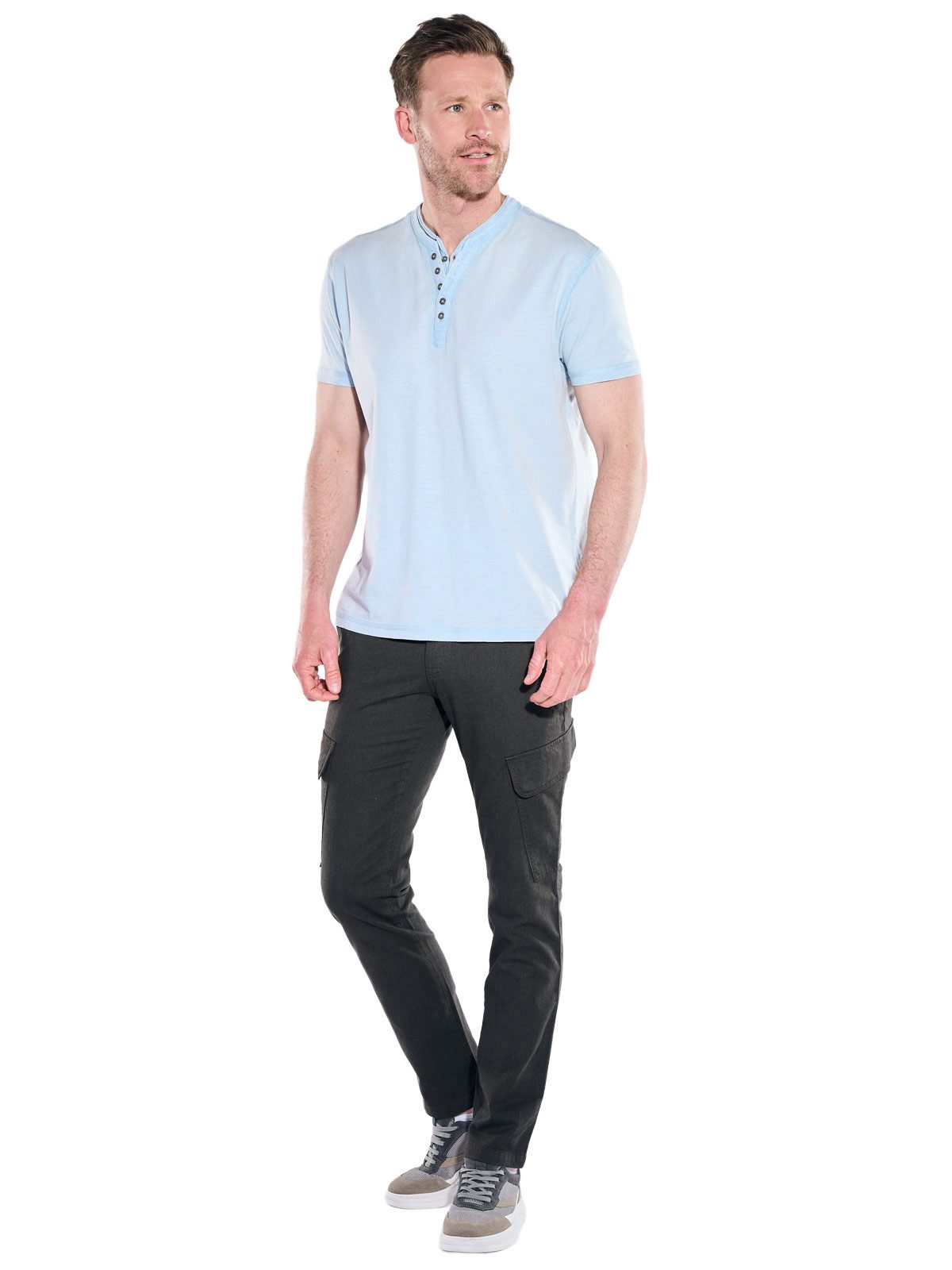 Engbers T-Shirt Herren Henley T-Shirt mit Knopfleiste, Hellblau