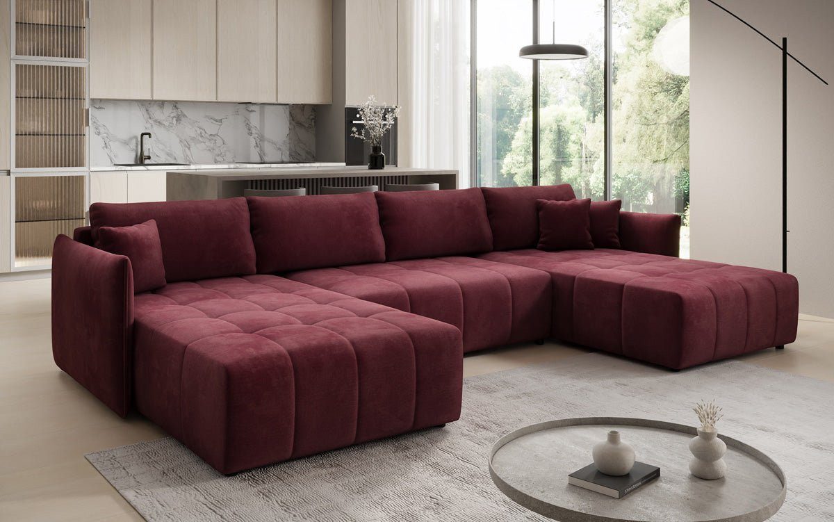 Luxusbetten24 Schlafsofa Designer Sofa Velaro U in Samt, mit Stauraum und Schlaffunktion