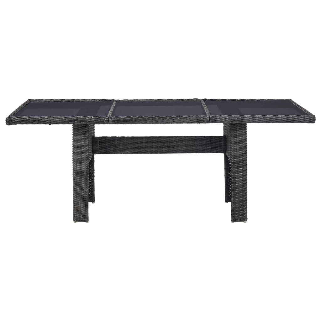 vidaXL Gartentisch, Garten-Esstisch Schwarz 200x100x74 cm Glas und Poly Rattan
