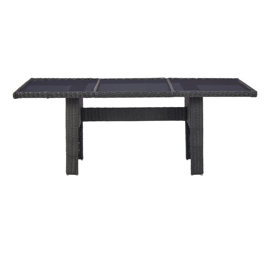 vidaXL Gartentisch, Garten-Esstisch Schwarz 200x100x74 cm Glas und Poly Rattan