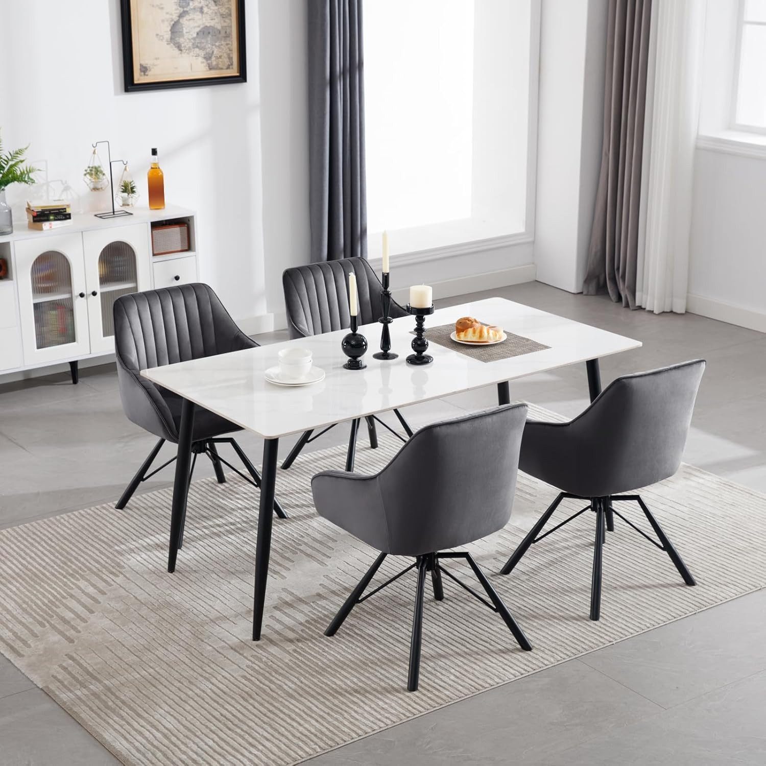 Woltu 4-Fußstuhl (1 St), Esszimmerstuhl drehbar Samt Sessel Küche Wohnzimmer