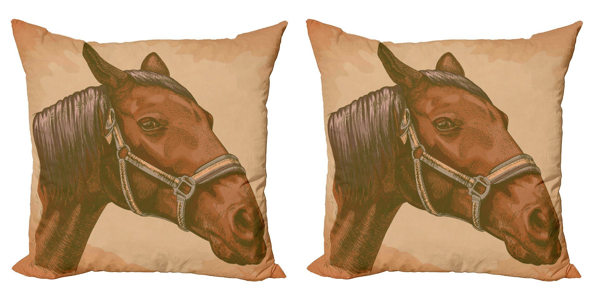 Kissenbezüge Modern Accent Doppelseitiger Stück), Gravieren Pferdekopf (2 Abakuhaus Tier Digitaldruck