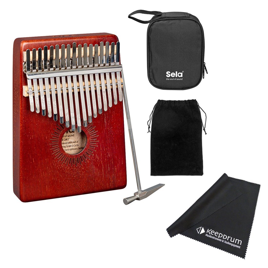 Sela Kalimba Sela SE247 Kalimba Mahagoni 17 Rot mit Tuch