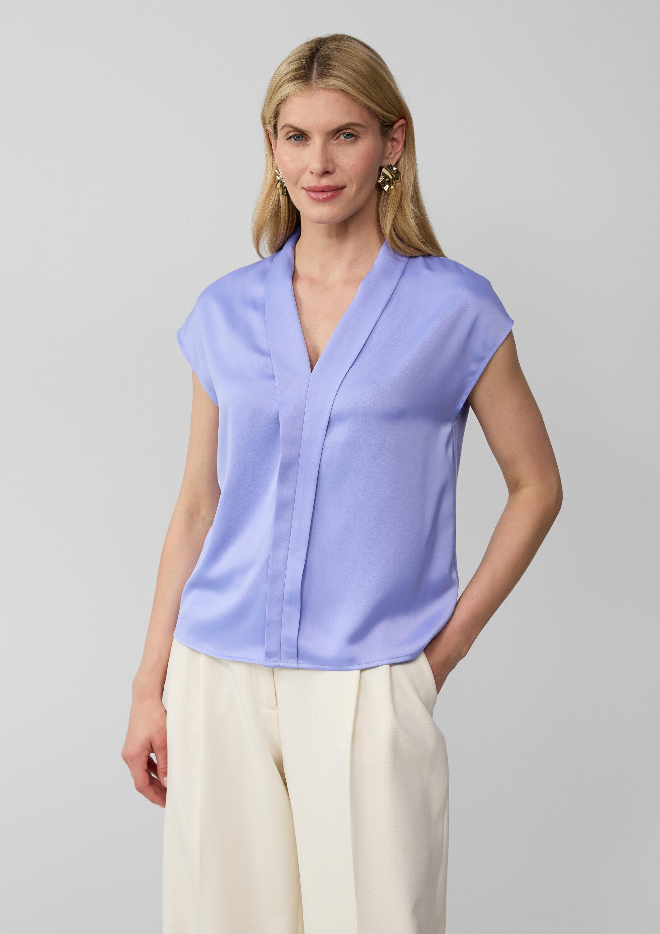 s.Oliver Kurzarmshirt T-Shirt Blusenshirt aus Viskose mit V-Ausschnitt günstig online kaufen