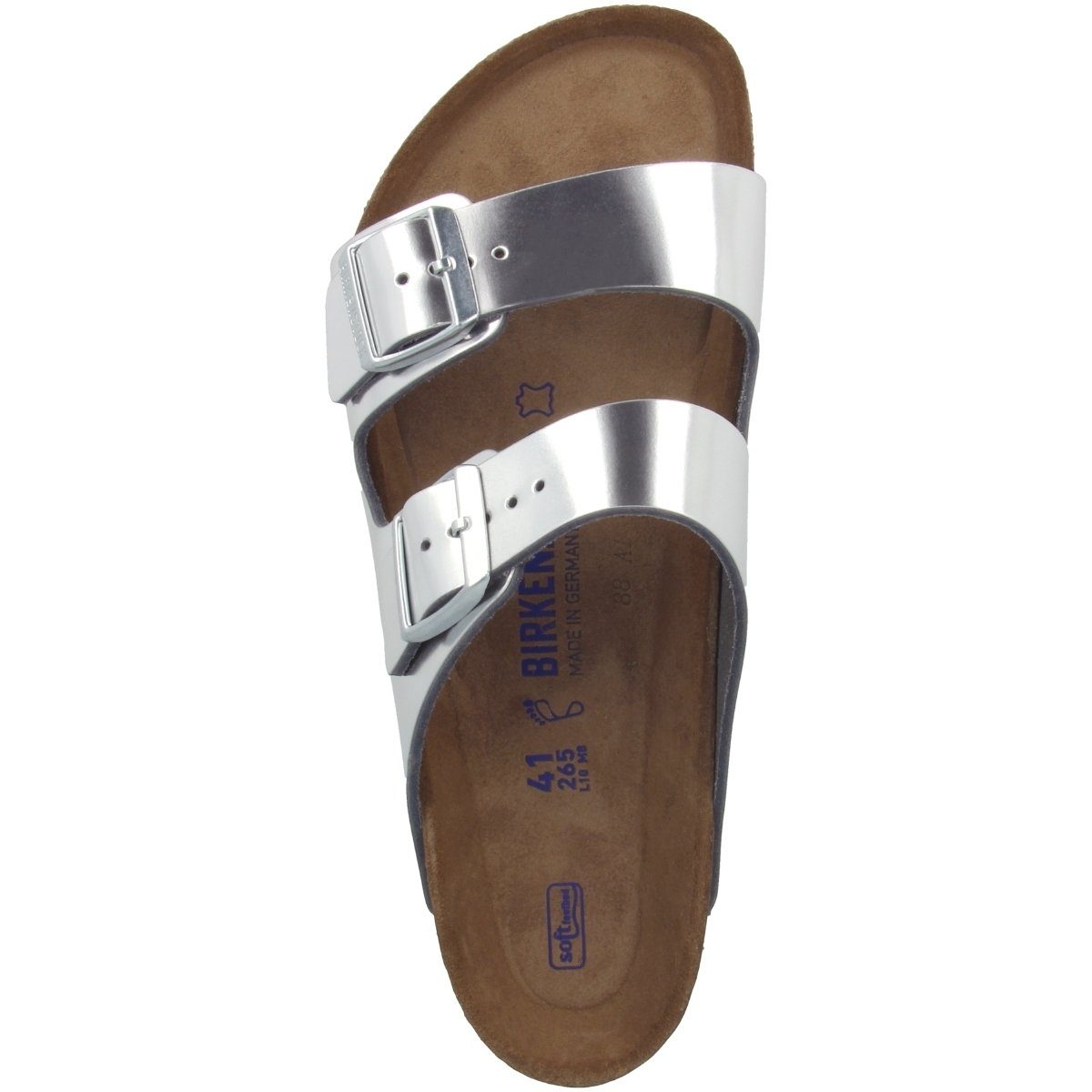 (Normal) Birkenstock Weichbettung Sandale Naturleder Arizona Metallic Silver SFB normal