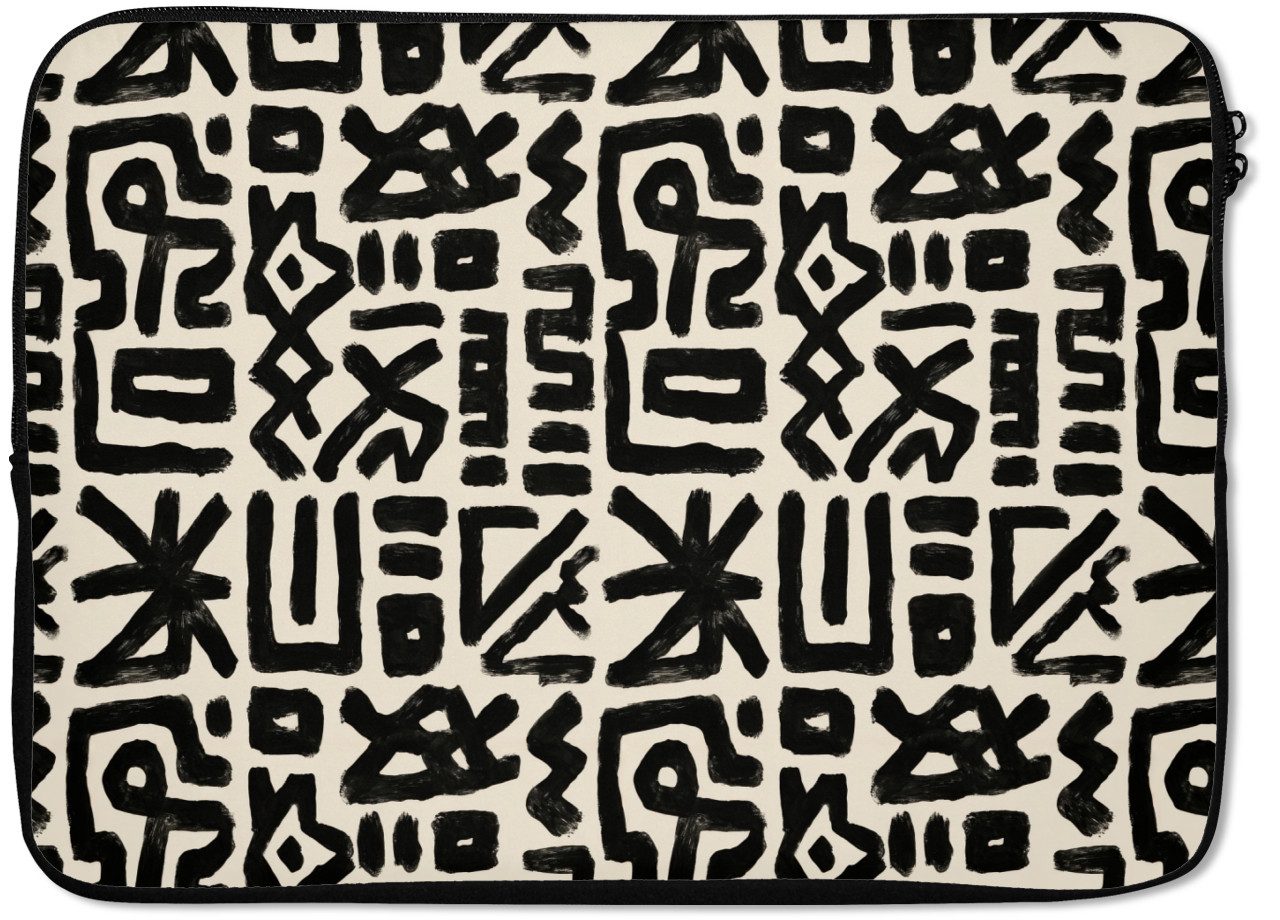 MuchoWow Laptop-Hülle Geometrisch - Figuren - Schwarz 13.3 Zoll, Laptopsleeve, weiches Innenfutter zum Schutz Kratzern, Laptoptasche