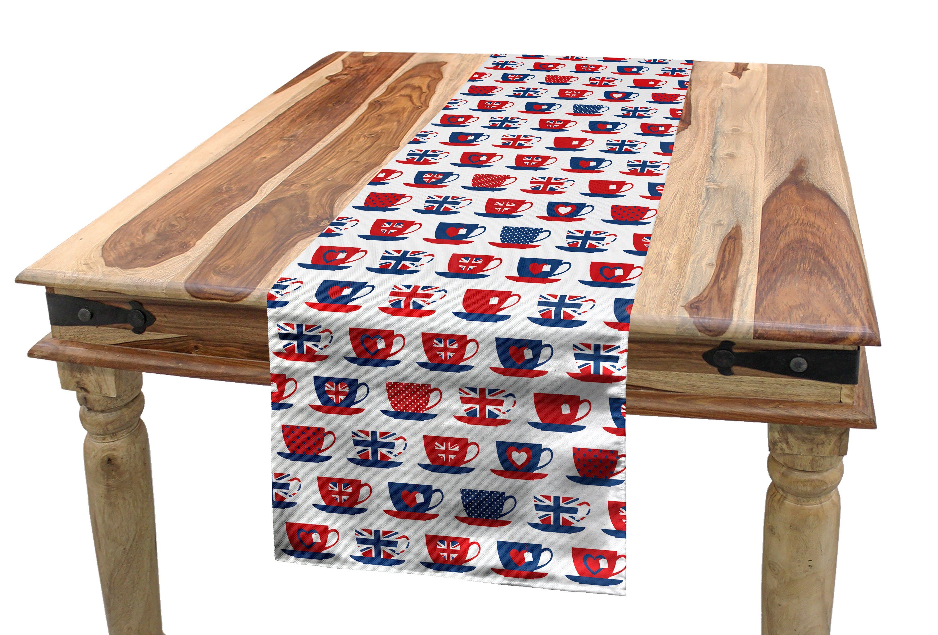 Rechteckiger Abakuhaus Tischläufer, Großbritannien Dekorativer Tischläufer Esszimmer Küche Tee-Party Teacups