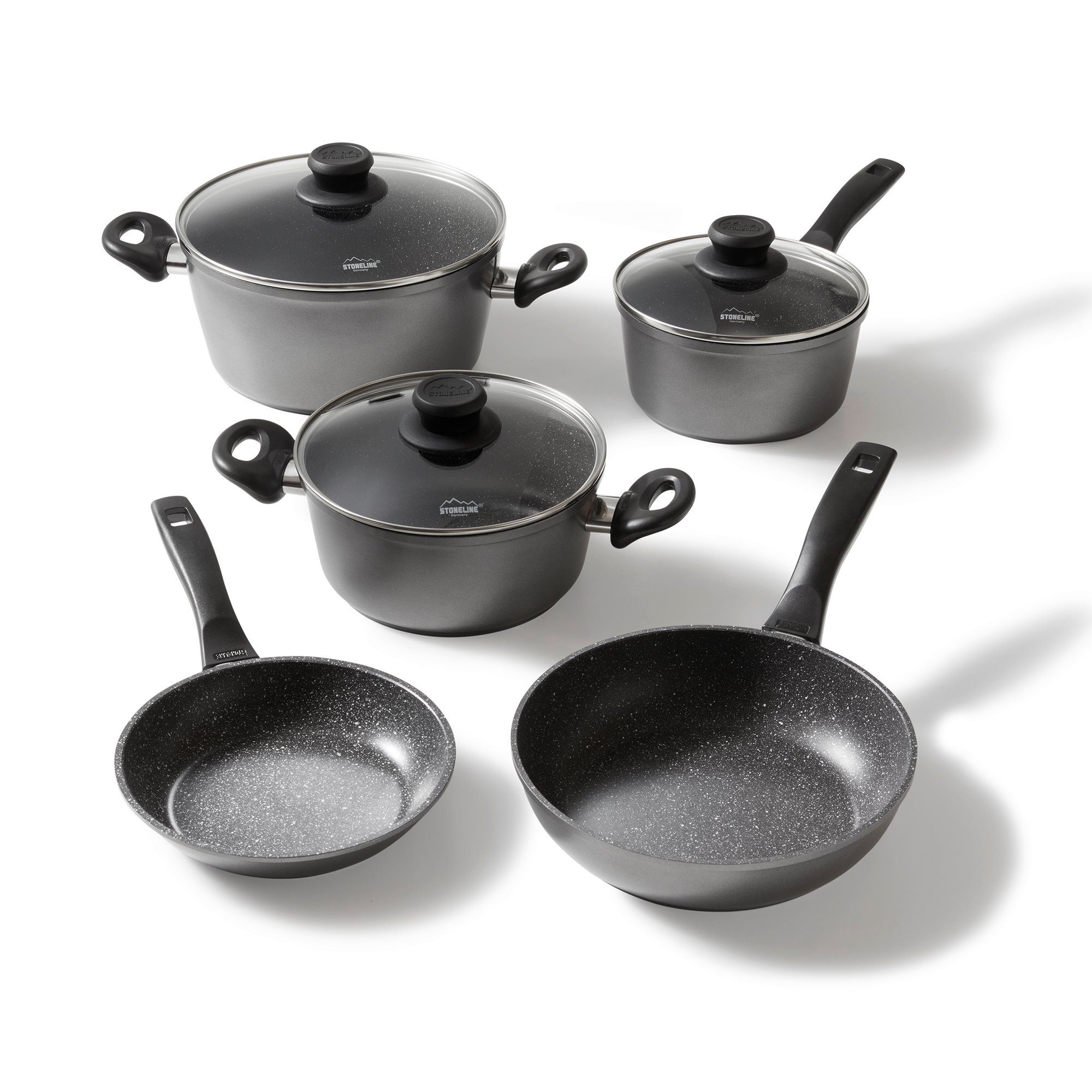 STONELINE Kochbesteck-Set (8-tlg), mit echten Steinpartikeln, induktionsgeeignet, Designed in Germany