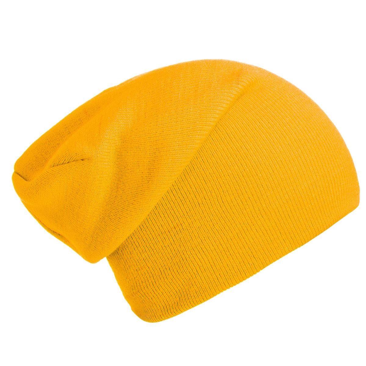 DonDon Beanie Schlauchmütze Mütze (Packung, 1-St) Wintermütze, klassischer Slouch-Beanie gelb