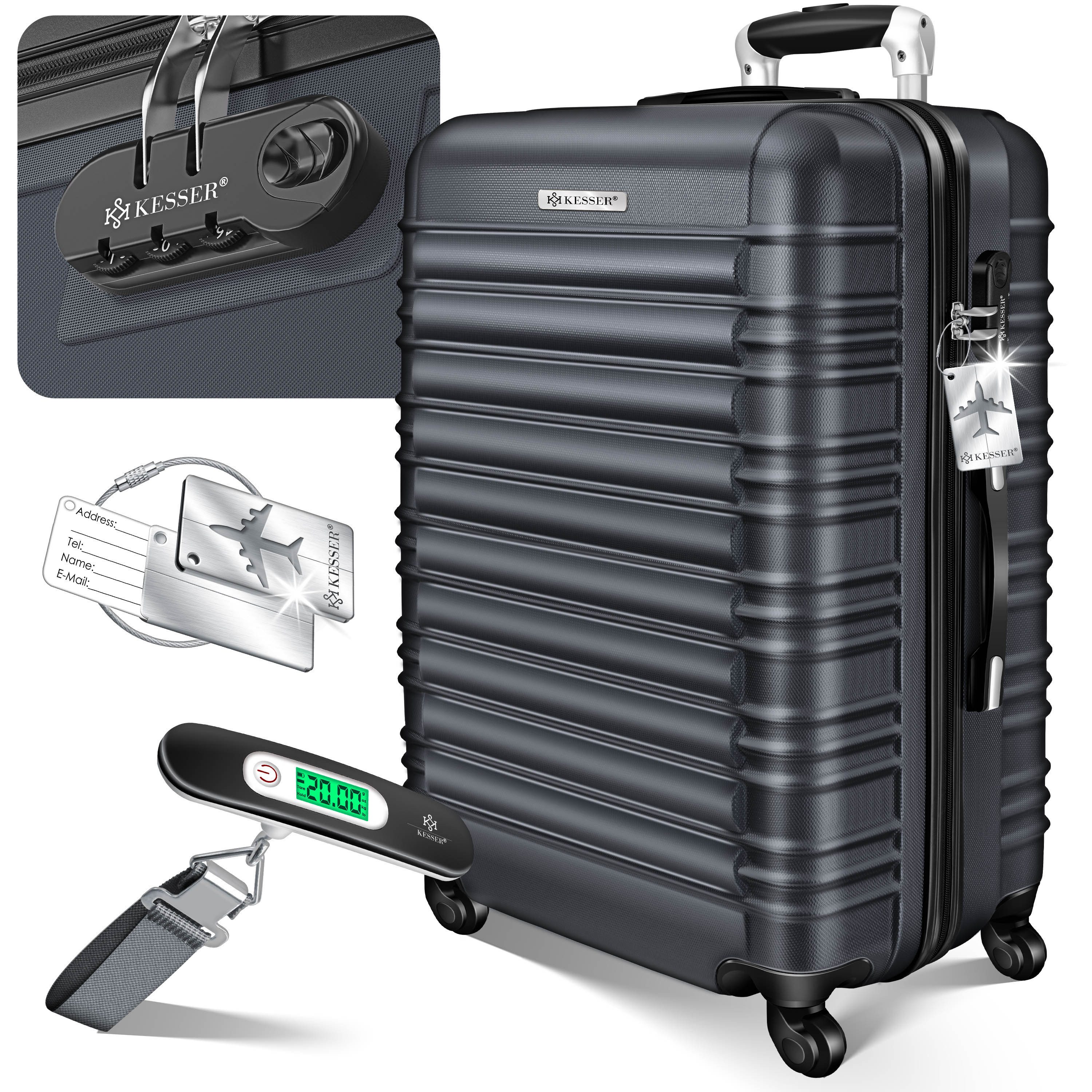KESSER Hartschalen-Trolley Reisekoffer 120L Koffer Inkl. Kofferwaage + Gepäckanhänger, 4 Rollen, Rollkoffer ABS-Hartschale mit 4 Rollen, Zahlenschloss & Teleskopgriff