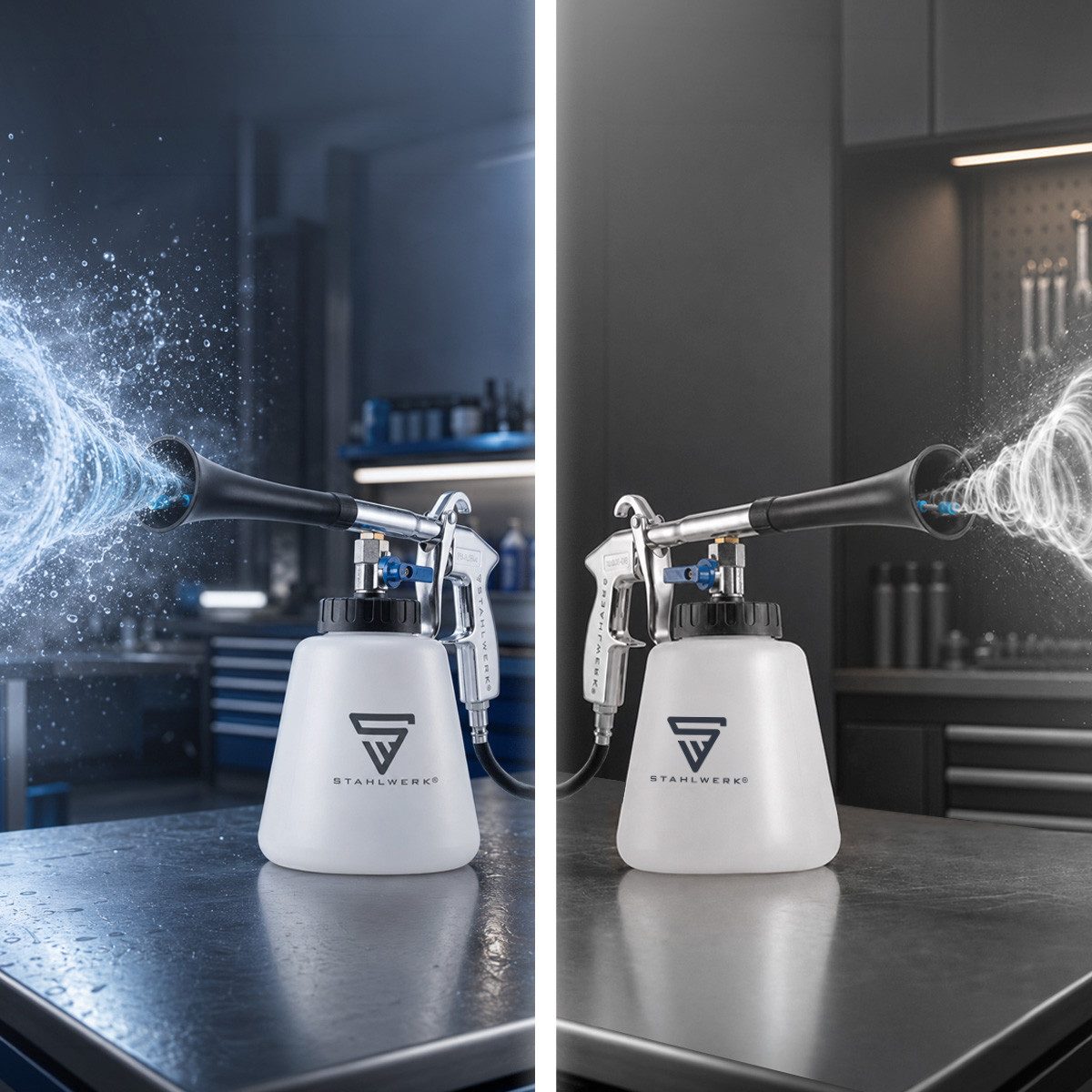 STAHLWERK Druckluftwerkzeug Druckluft-Reinigungspistole RP-90 ST mit Tornado-Effekt, (Paket, 3-tlg., Set), zum effektiven Reinigen von verschmutzen Oberflächen
