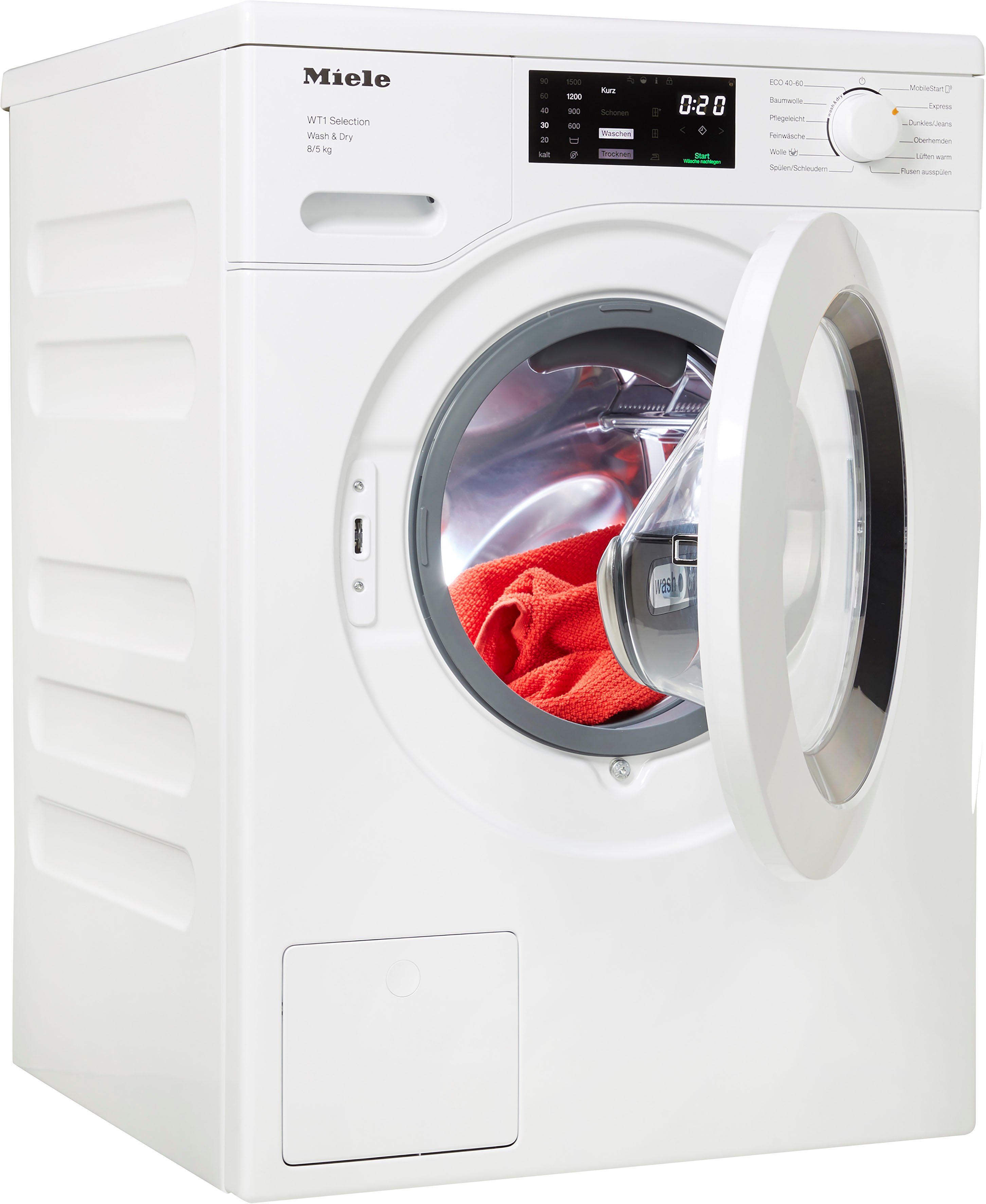 Miele Waschtrockner WTD163 WCS, 8 kg, 5 kg, 1500 U/min, unterbaufähig,  PerfectDry für punktgenaue Trockenergebnisse