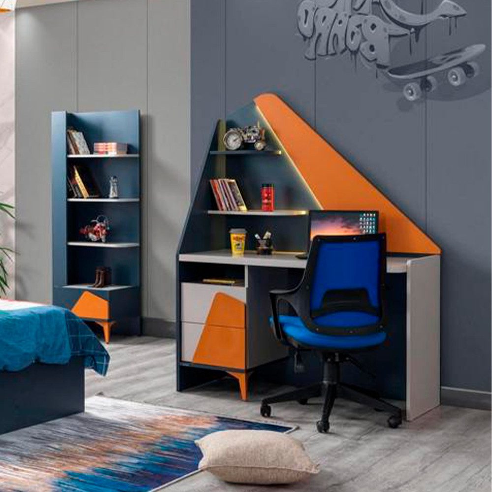 Jugendzimmer-Set Set für Jugendzimmer mit Schreibtisch und Bücherregal, komplett
