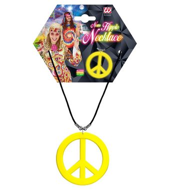 Widmann S.r.l. Kostüm Hippie Halskette 'Peace', Neon Gelb - Schmuck 70e