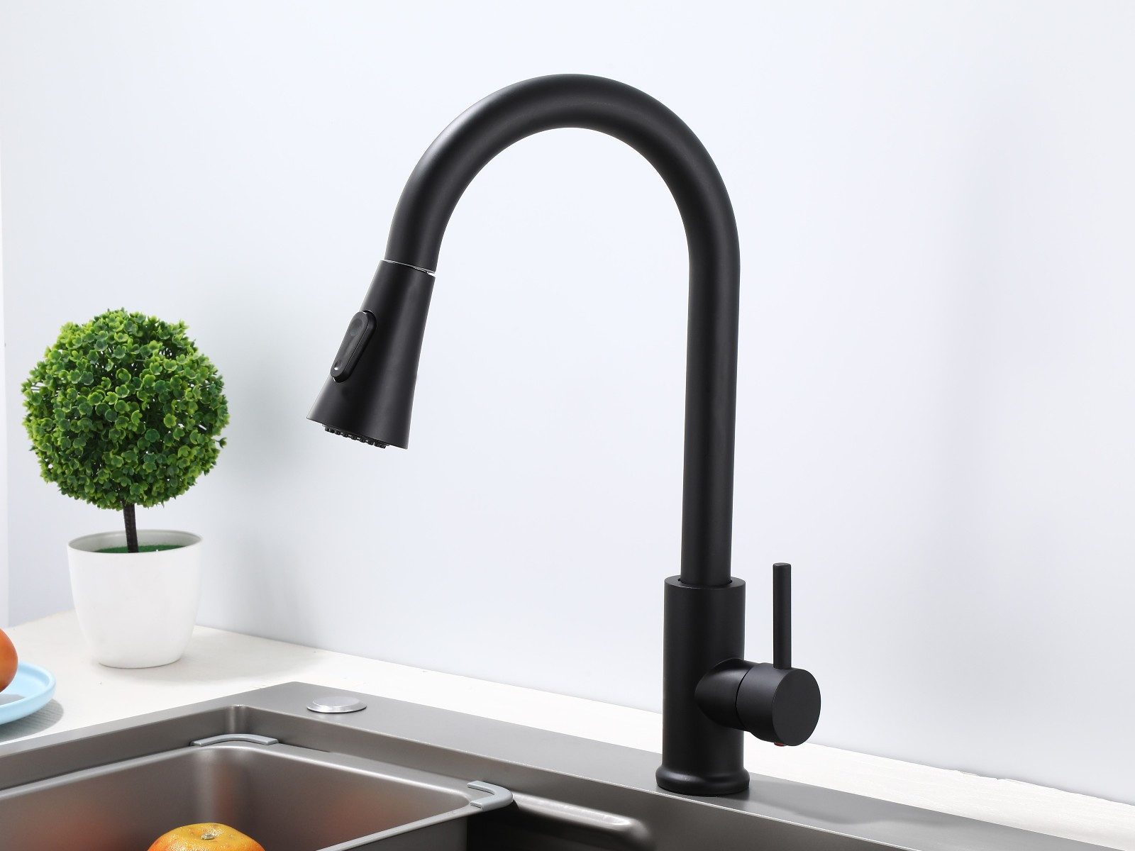 inter Küchenarmatur 360° Wasserhahn Schwarz GMF803_Model 1 (Wasserhahn, Schwarz GMF803_Model 1 mit schwenkbarem Auslauf) – Bild 4 von 5