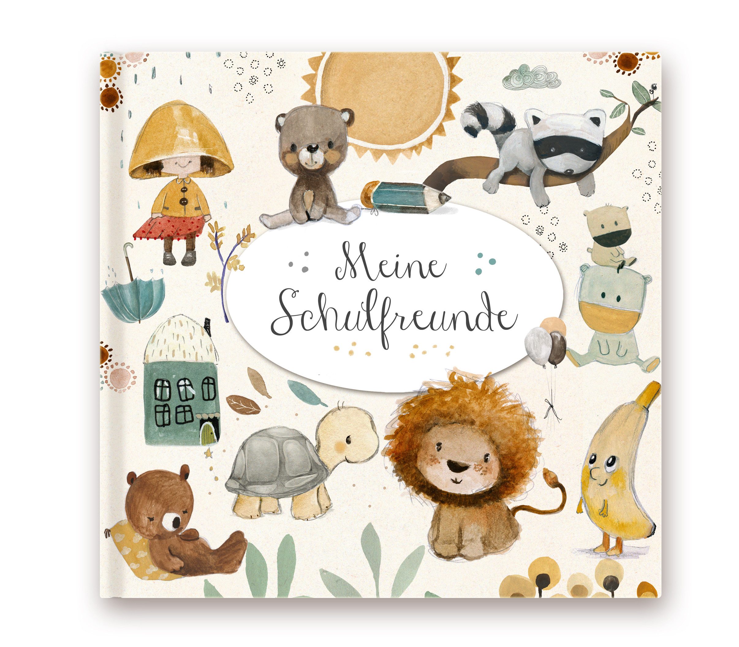 Pipapier Tagebuch Freundebuch Schule "Meine Schulfreunde", Schulfreundebuch, Grundschule, 76 Seiten, 21 x 21 cm