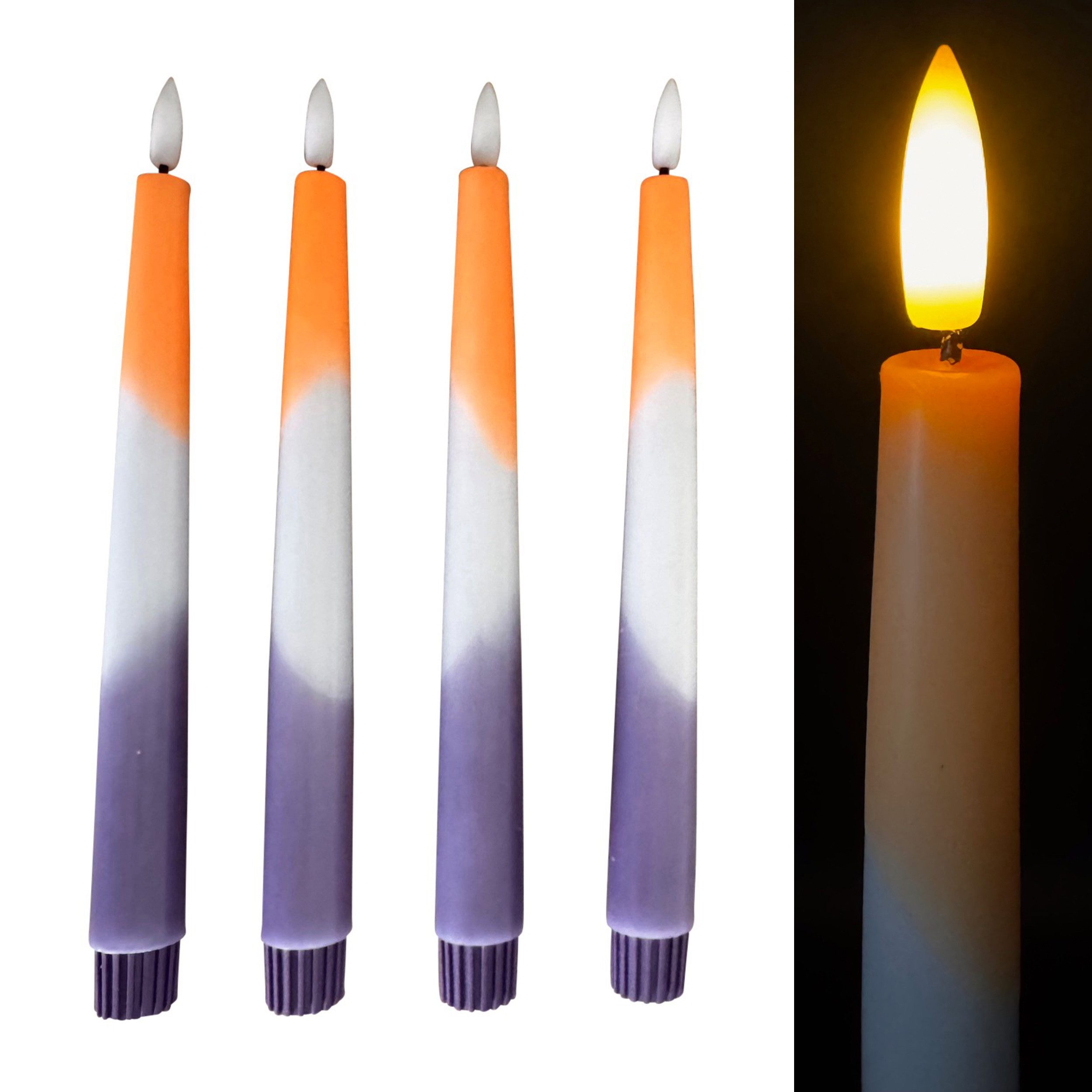 Online-Fuchs LED-Kerze - 4 LED-Stabkerzen Tricolor aus Echtwachs mit 6-Stun günstig online kaufen