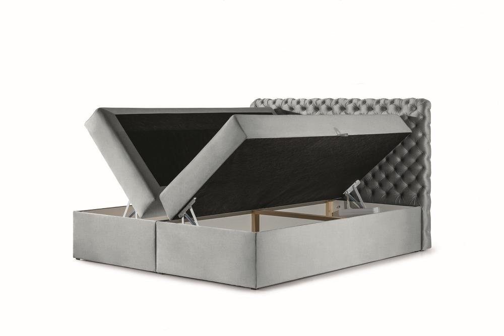 99rooms Boxspringbett Angelo (Schlafzimmerbett, Bett), mit Taschenfederkern Matratze, Topper, Bettkasten, Kopfteil gepolstert