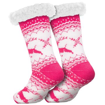 compagno Kuschelsocken (1-Paar) Kuschelsocken Rentier Anti Rutsch Wintersocken Noppensocken Damen Herren Socken 1 Paar Einheitsgröße