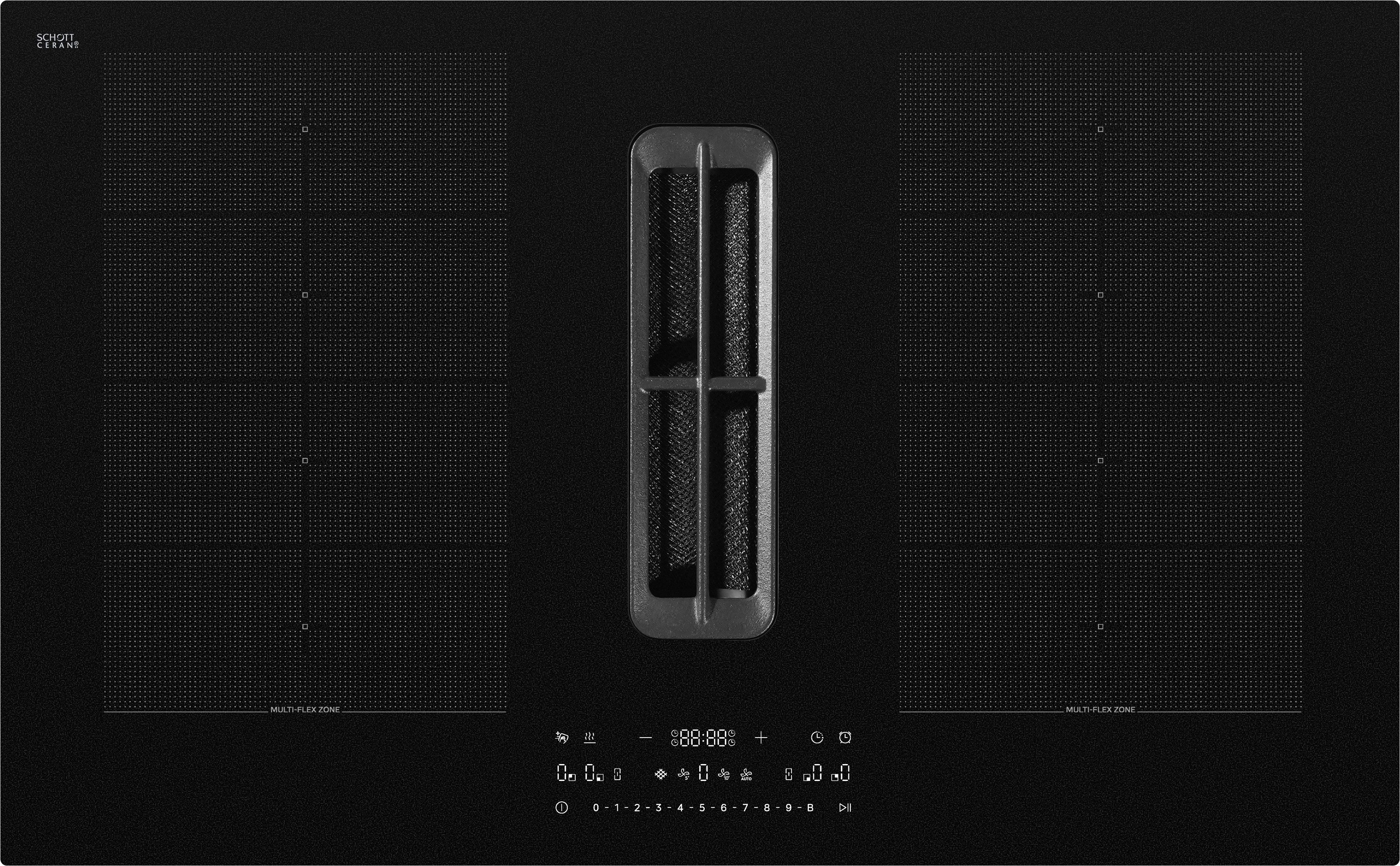 Hanseatic Kochfeld mit Dunstabzug HDI4B9074SBMB, Platziere dein Kochgeschirr flexibel mit matter Oberfläche