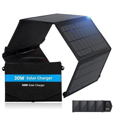 JOEAIS Solar Ladegerät Faltbare Solarpanel Powerbank Charger Panels Solarladegerät (Mobile Solaranlage Wasserdichte Portable Solar für Handy 2 USB C)