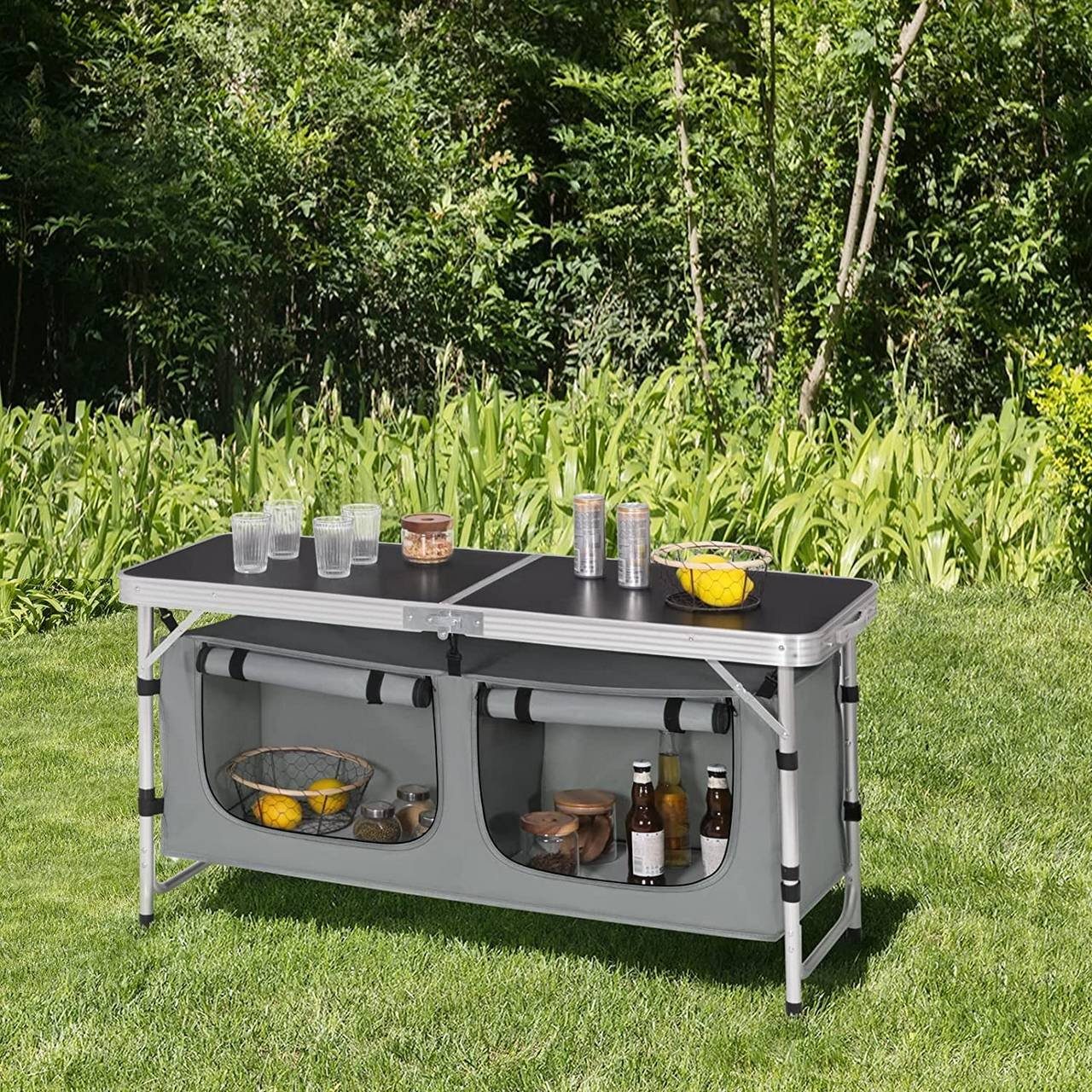 Woltu Campingtisch, Höhenverstellbar mit Stauraum, Outdoor inkl.Tragetasche günstig online kaufen