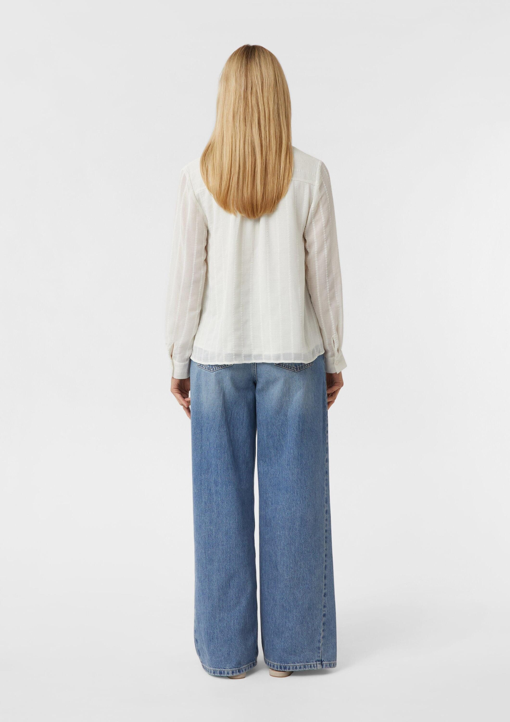 comma Langarmbluse Bluse Feminine Streifenbluse mit Bindedetail