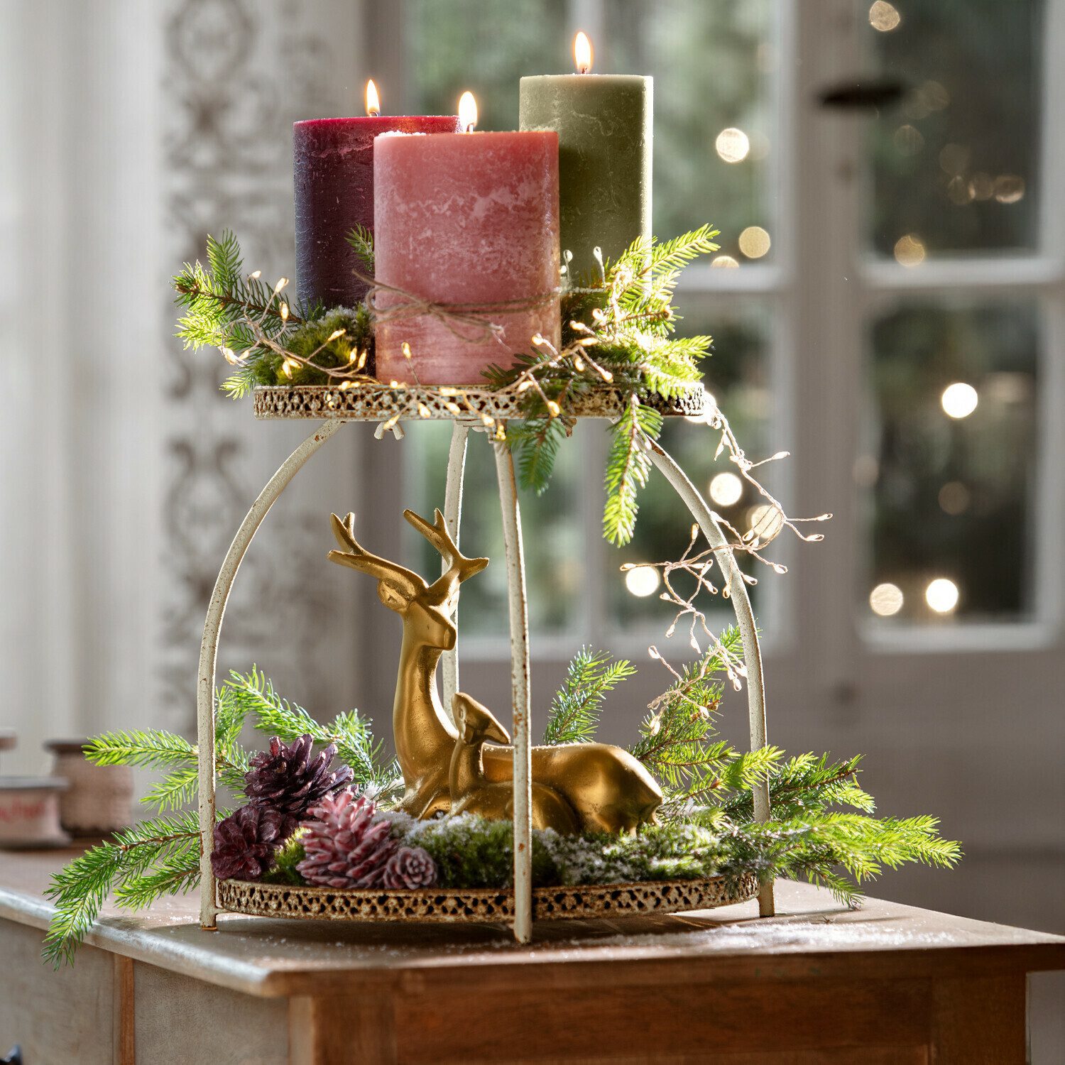 Mirabeau Weihnachtsfigur Reh mit Kitz Tiralee antikgold (kein Set, kein Set)