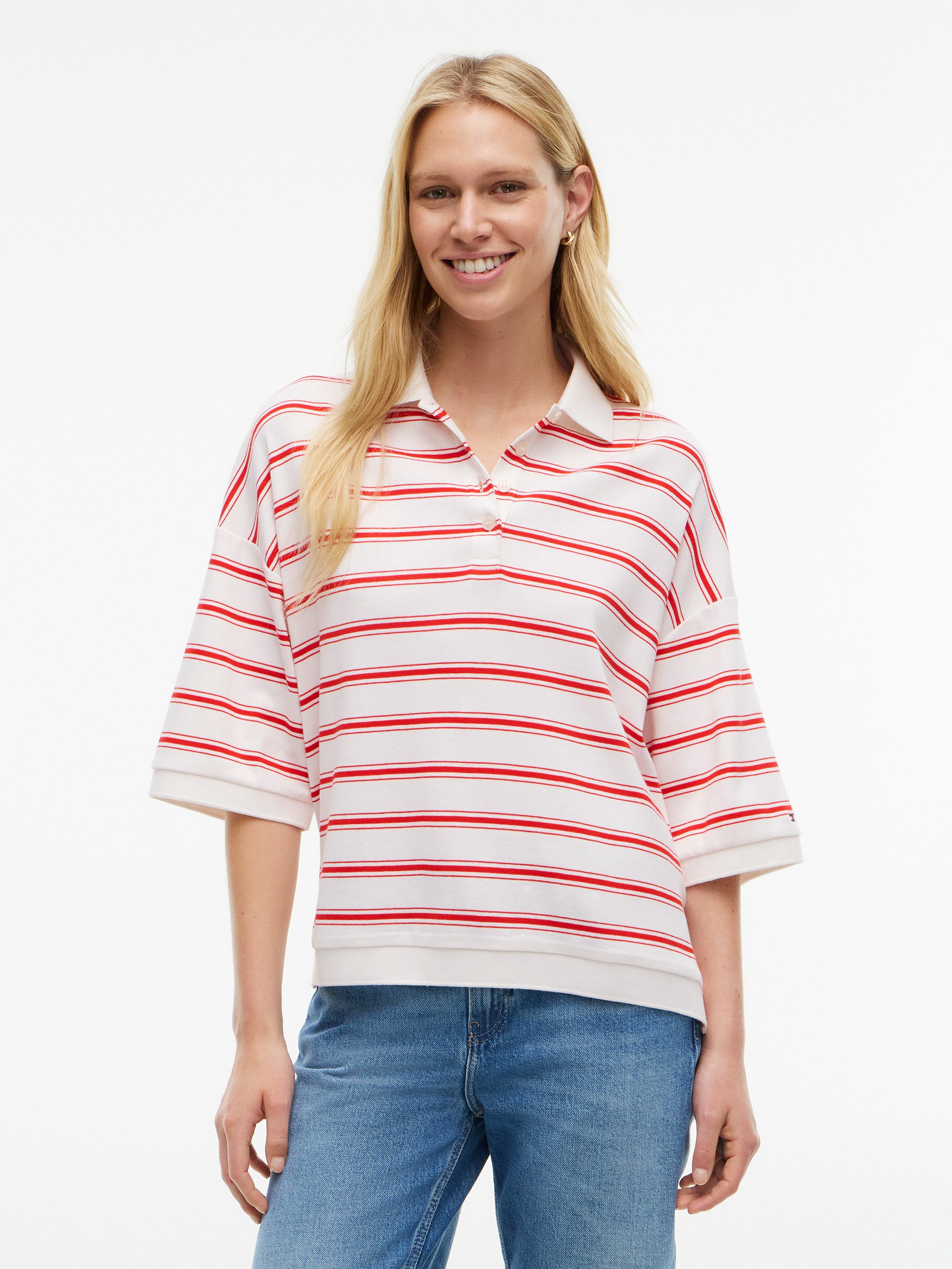 Tommy Hilfiger Poloshirt MULTISTP OVERSIZED SS POLO Baumwolle, oversize
