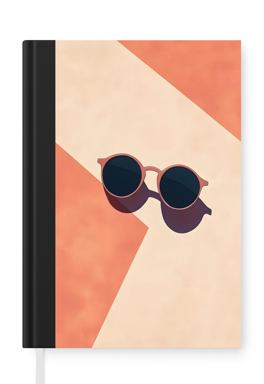 MuchoWow Notizbuch Sonnenbrille - Schatten - Orange - Minimalistisch, Notebook, Notizblock a5, Tagebuch, Journal Liniert