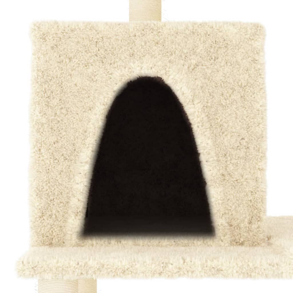 vidaXL Kratzbaum, Kratzbaum mit Sisal-Kratzsäulen Creme 167 cm