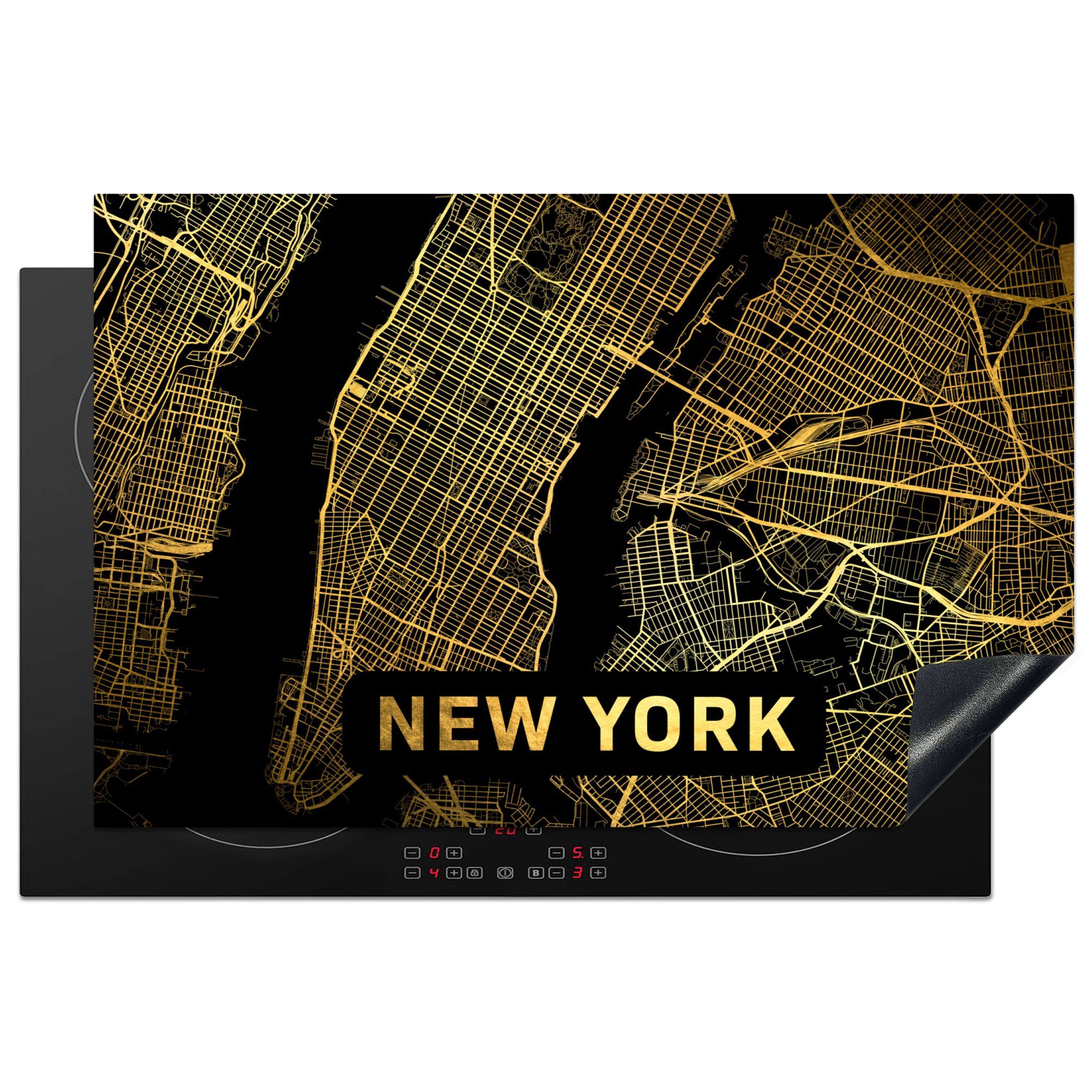 MuchoWow Herdblende-/Abdeckplatte New York 81x52 cm, küche, für Zusammenfassung, Schutz tlg), Karte Induktionskochfeld die - (1 - Vinyl, Ceranfeldabdeckung